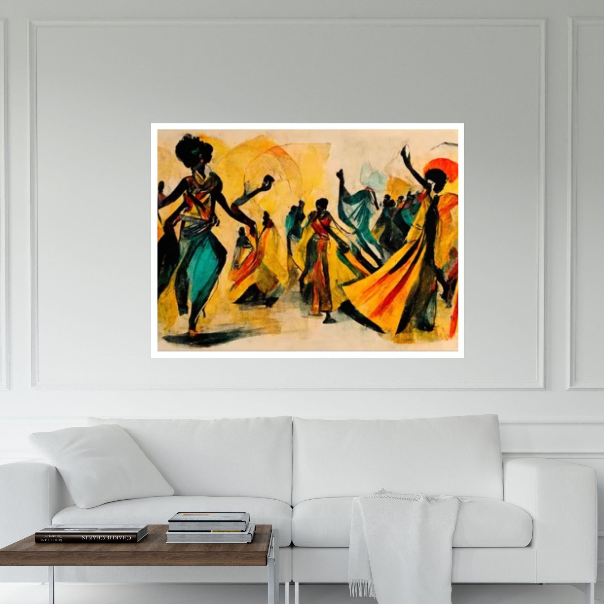 Modern African Canvas Wall Art - Colorful and Abstract Dancing People - Y Canvas