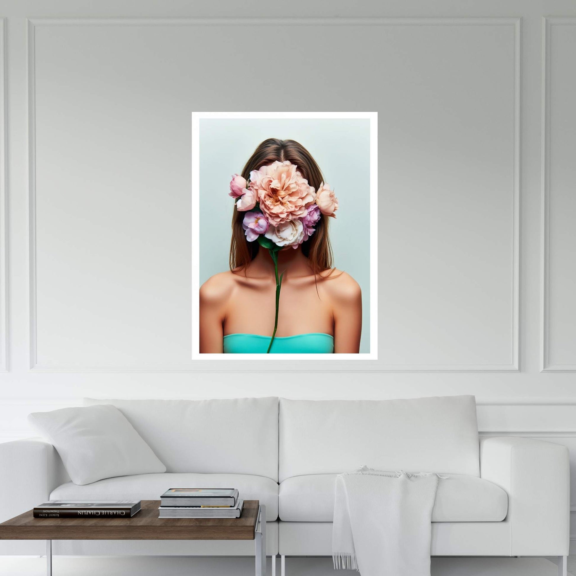 Woman Portrait Flower Head Canvas Wall Art - Y Canvas