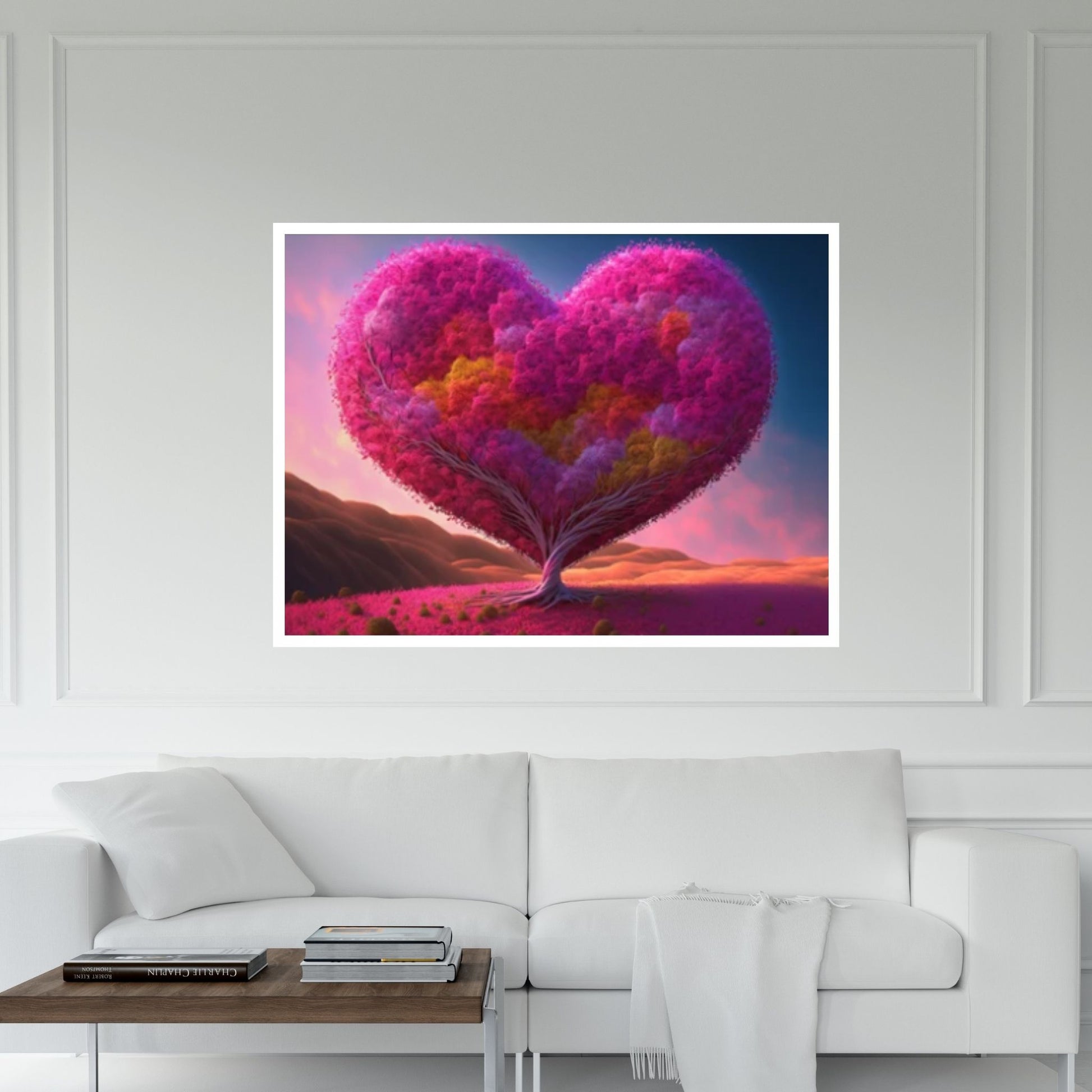 Heart Tree Canvas Wall Art Red Heart Shaped Tree - Landscape Wall Canvas Art - Y Canvas