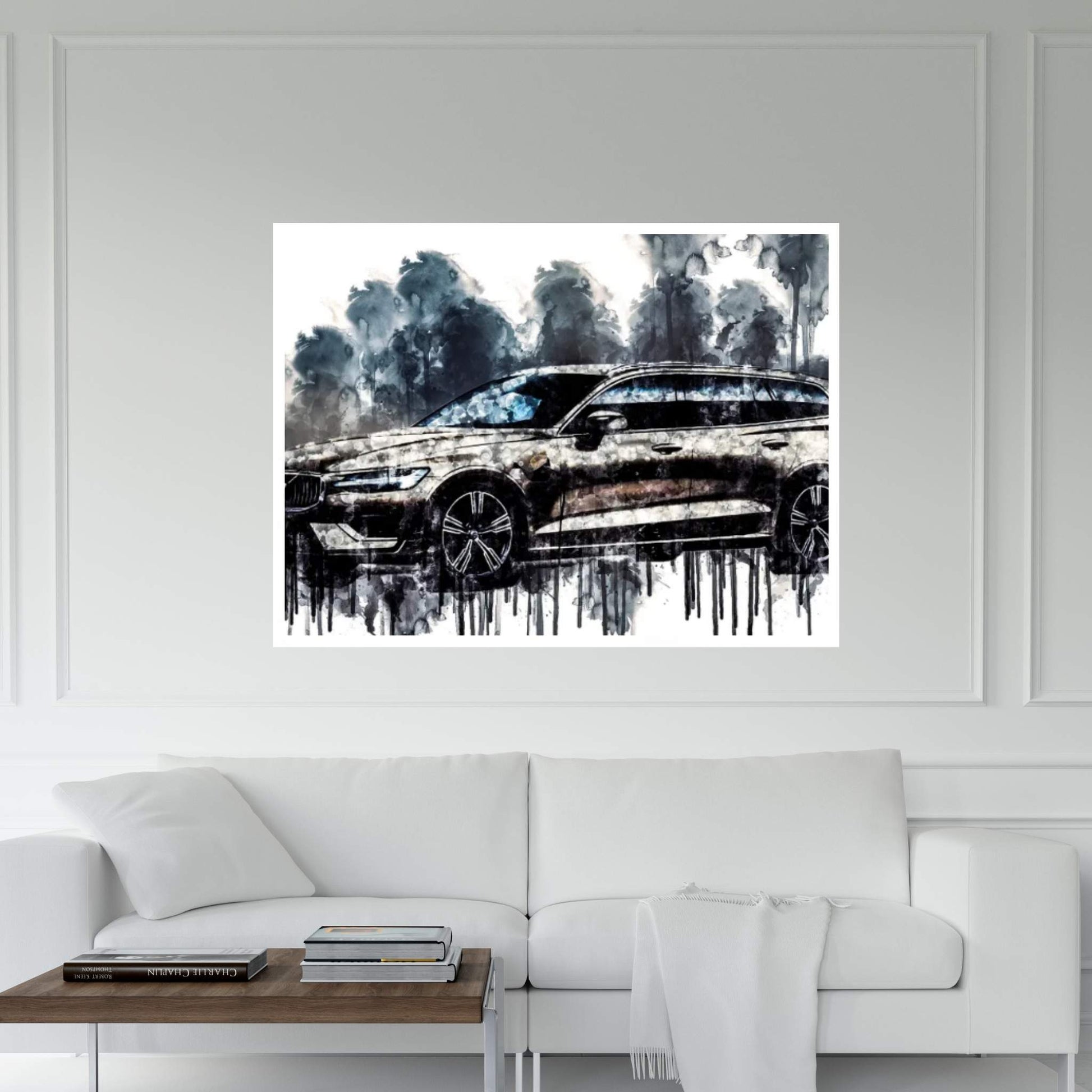 Car 2018 Volvo V60 T8 Inscription Canvas Wall Art - Y Canvas