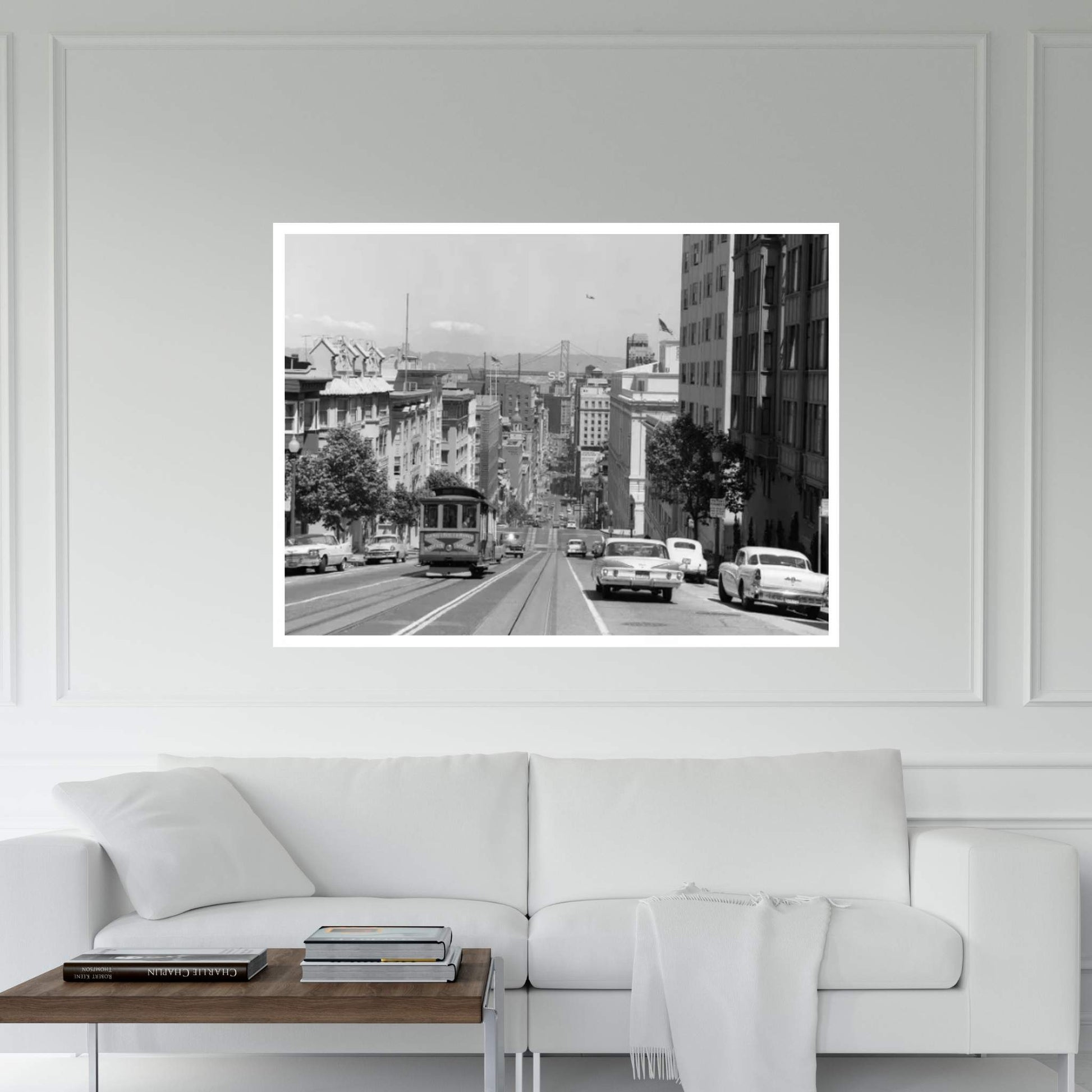 1950s-1960s Cable Car In San Francisco California USA Canvas Wall Art - Y Canvas