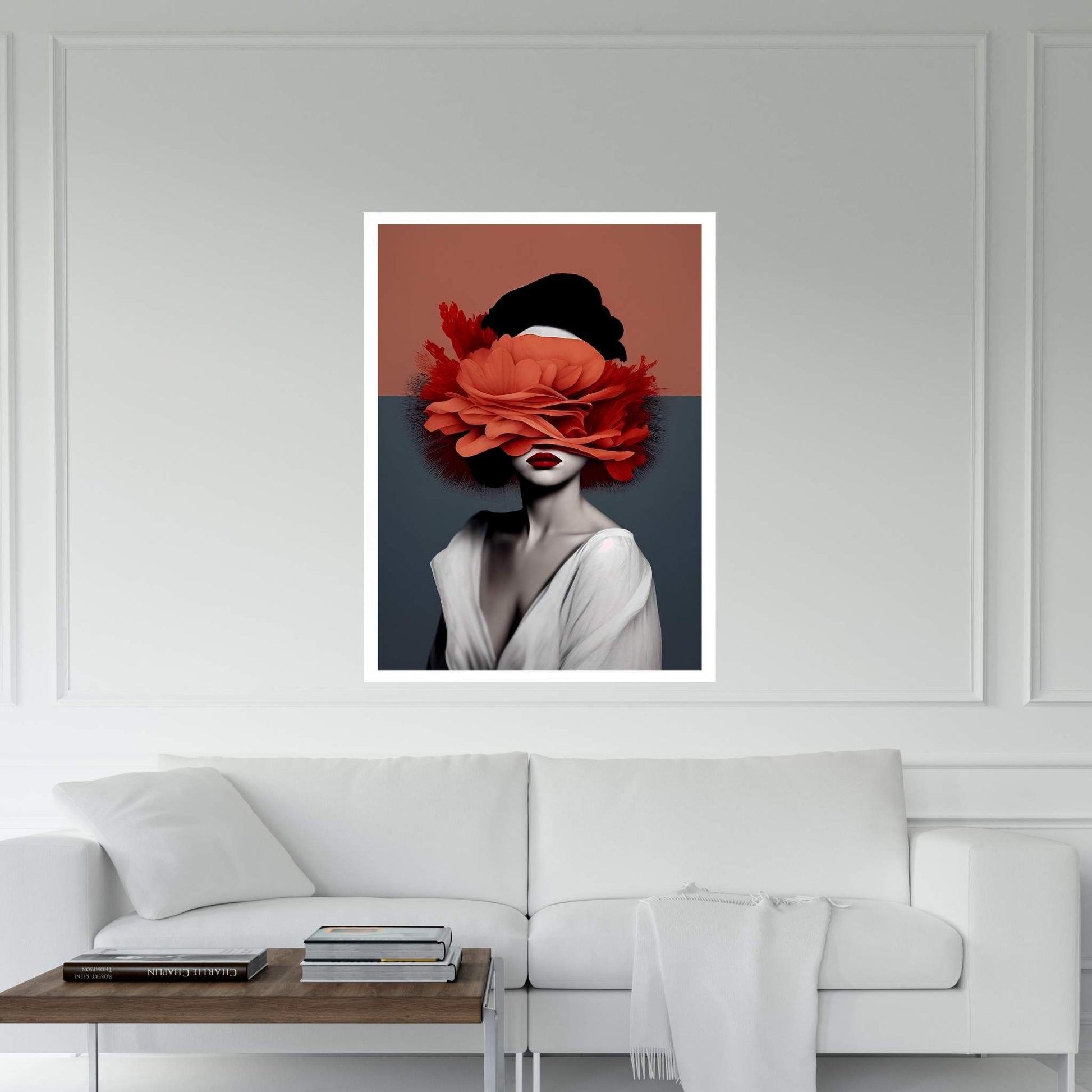 Woman Portrait Flower Head Canvas Wall Art - Y Canvas