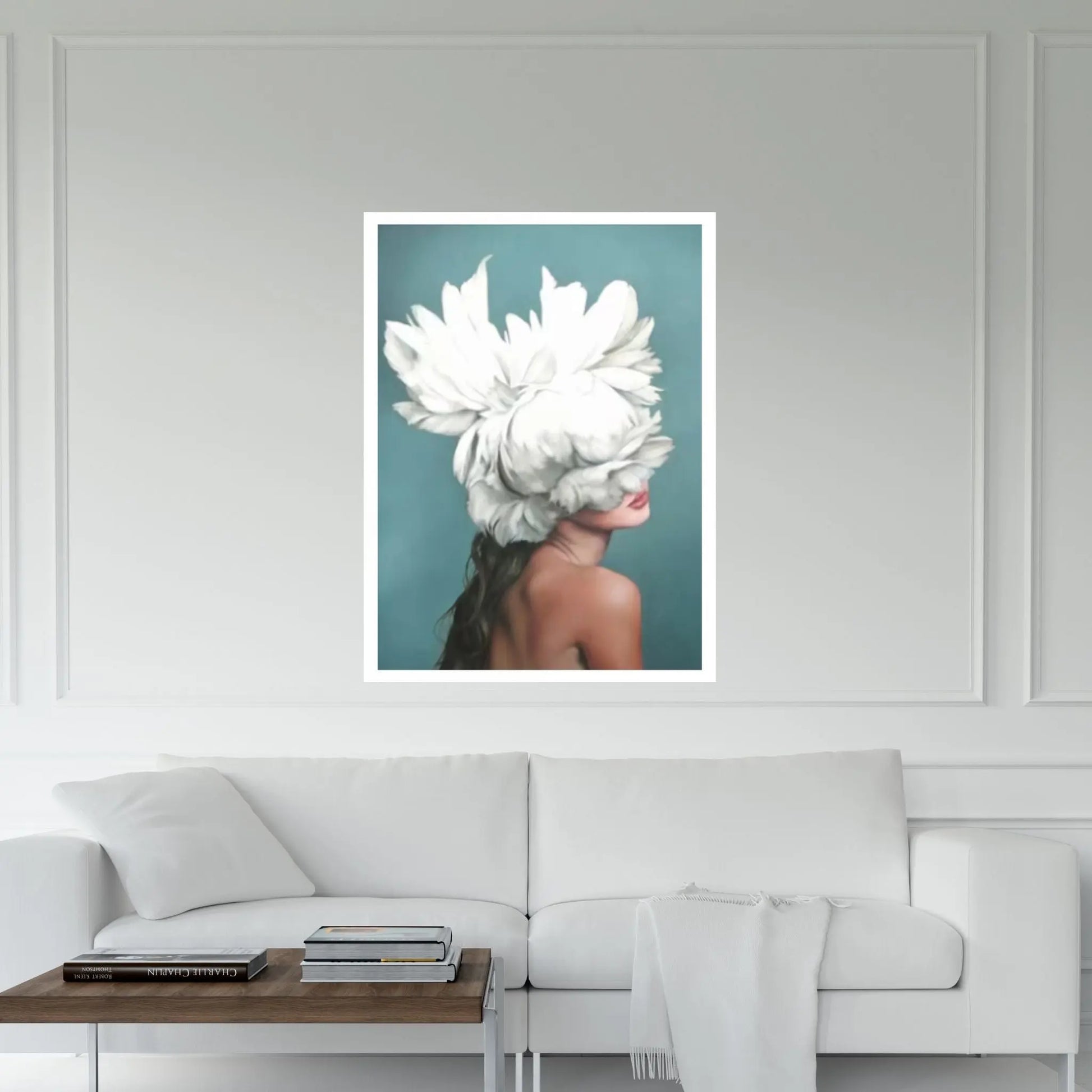 Flowers Feathers Woman With Flower Abstract Canvas Painting Wall Art Decorative Painting Living Room Home Decoration Print - Y Canvas