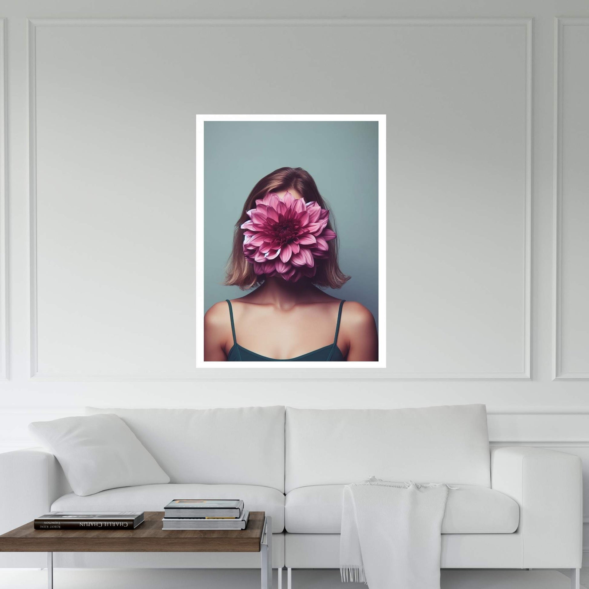 Woman Portrait Flower Head Canvas Wall Art - Y Canvas