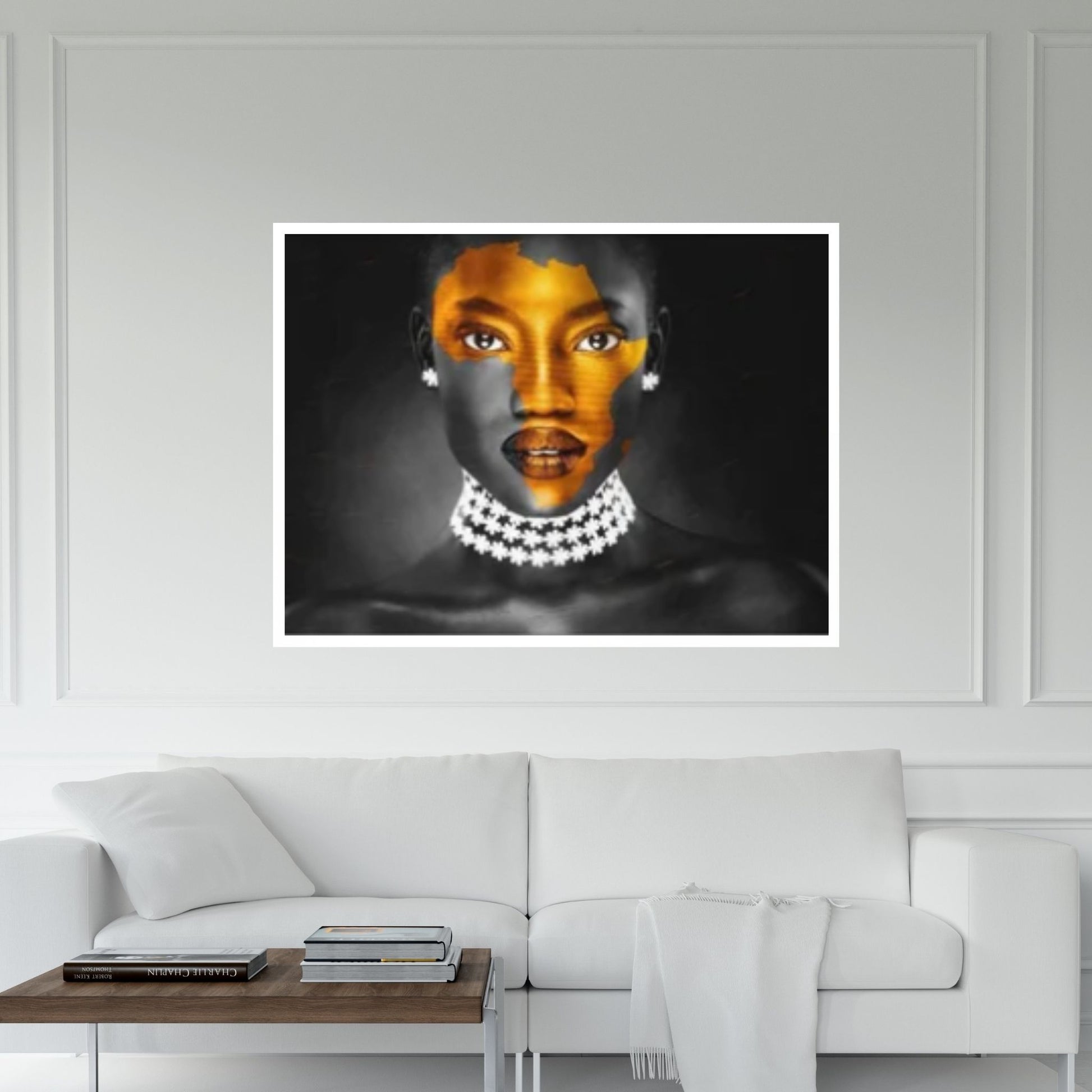 African Art Wall Decor, African Woman Makeup Wall Art, Abstract Canvas Art, Modern Gold Lips Wall Art - Y Canvas