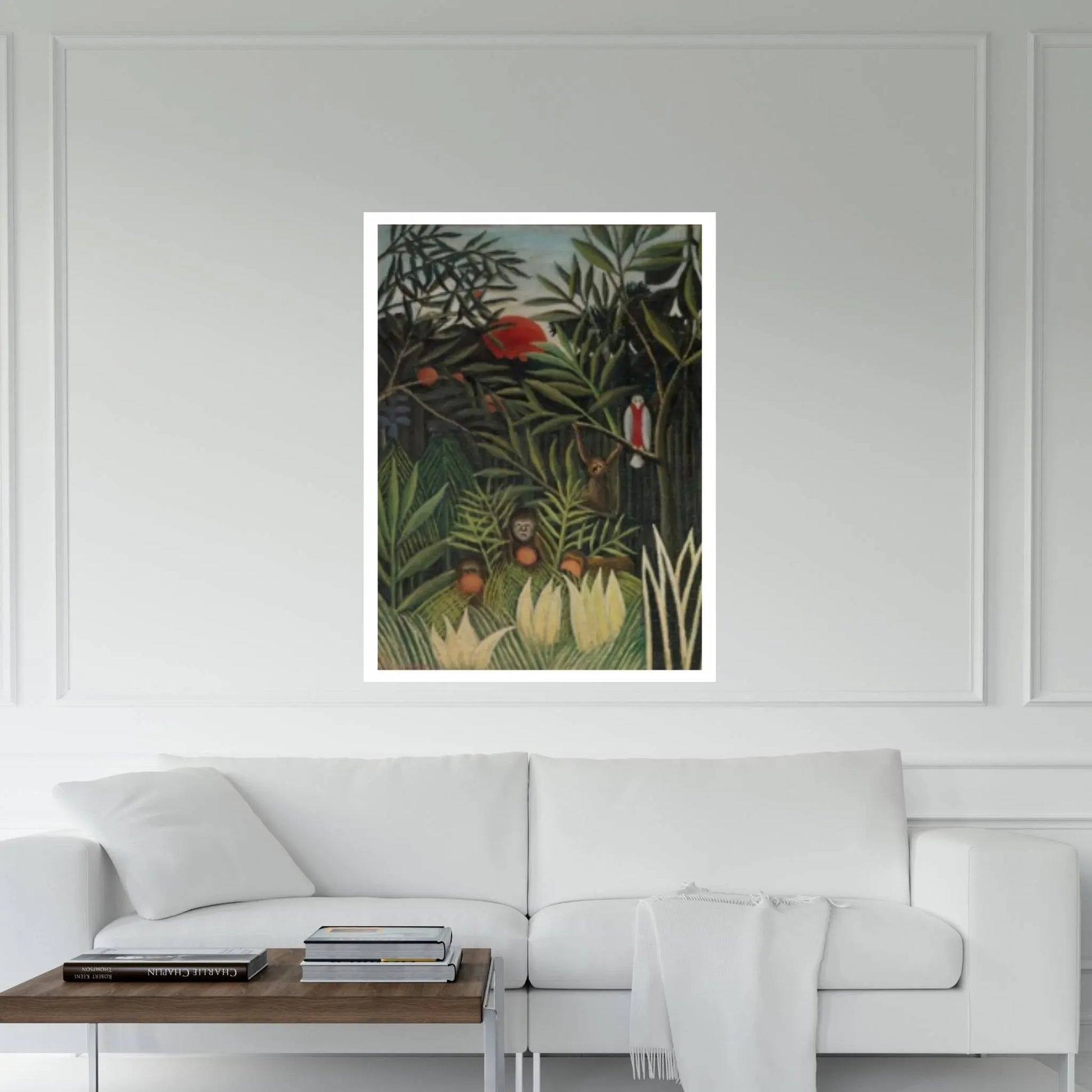 Henri Rousseau Monkeys and Parrot Canvas Wall Art Print, Tropical Print Wall Art, Henri Rousseau ,Henri Rousseau Poster - Y Canvas