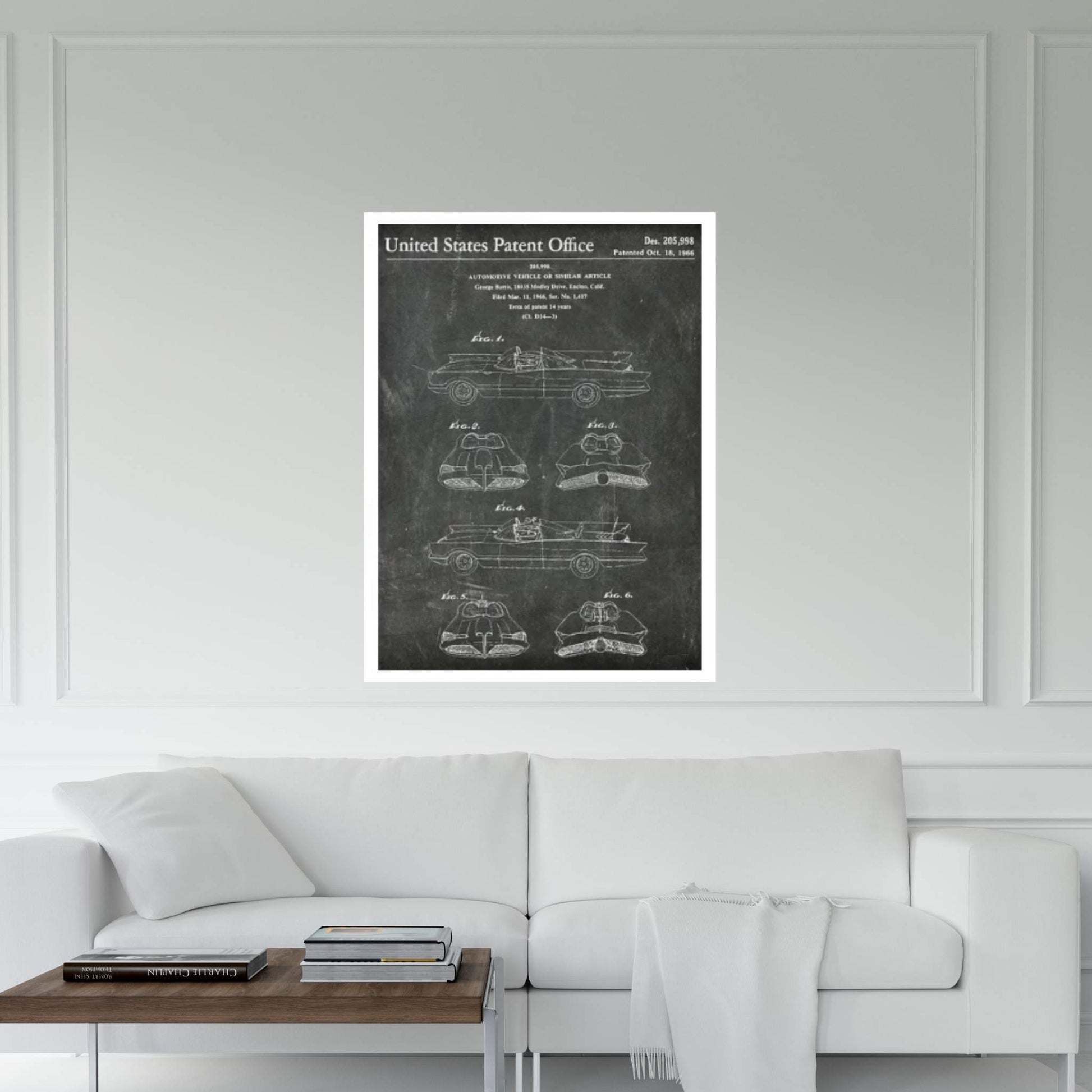 Batmobile Patent I Canvas Wall Art - Y Canvas