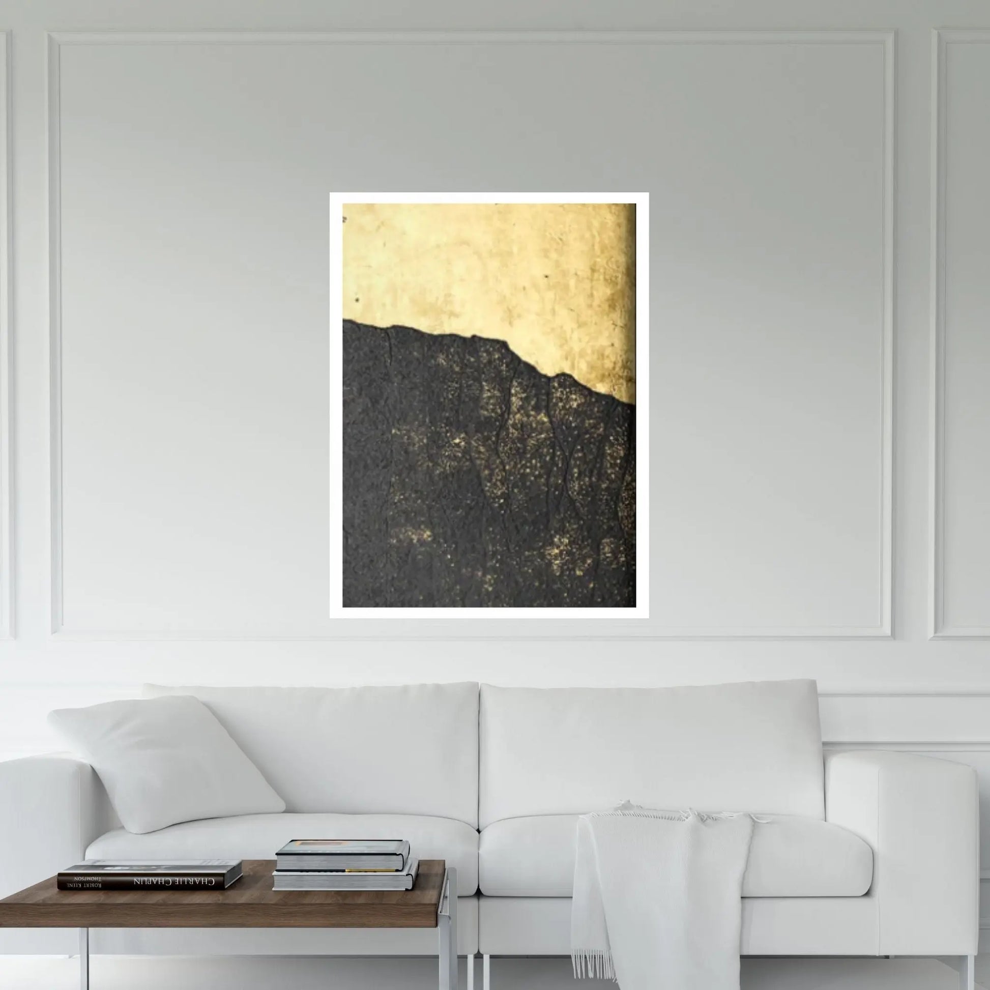 Abstract Gold Leaf Landscape Oil Painting on Canvas Gold Foil Texture Acrylic Canvas Wall Art Print Poster - Y Canvas