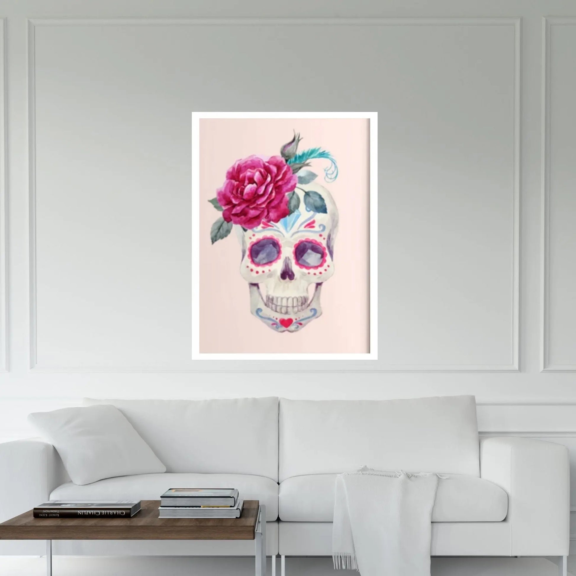 Flower Skull Canvas Print, Floral Skull Canvas Art Gothic Floral Sugar Skull Canvas Art, Boho Skull Canvas Wall Art Gift, - Y Canvas