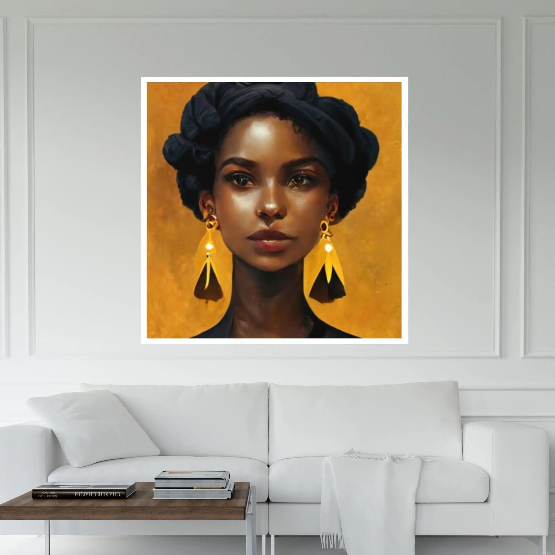 Black woman head flowers Canvas wall art,Black art, Black girl print, flower woman painting, Girl Flowers Poster - Y Canvas