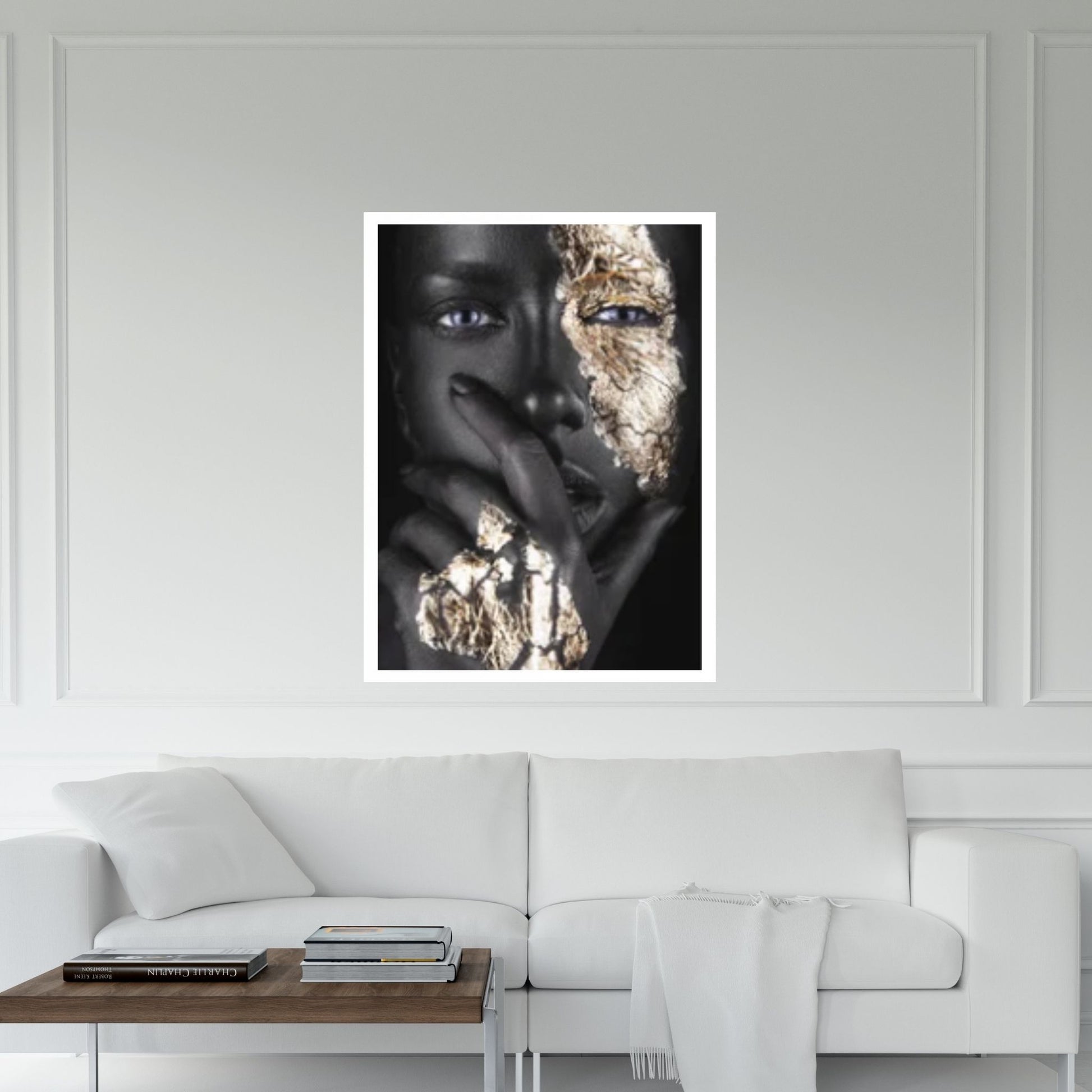 African Art Wall Decor, African Woman Makeup Wall Art, Abstract Canvas Art, Modern Gold Lips Wall Art - Y Canvas