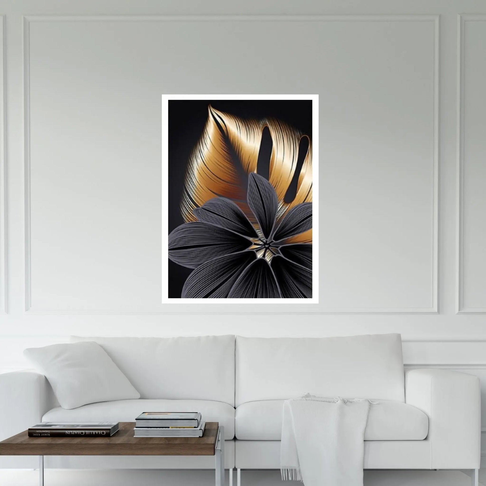 Art Painting Nordic Living Room Decoration Canvas Wall Art Picture Black Golden Plant Leaf Canvas Poster Print - Y Canvas