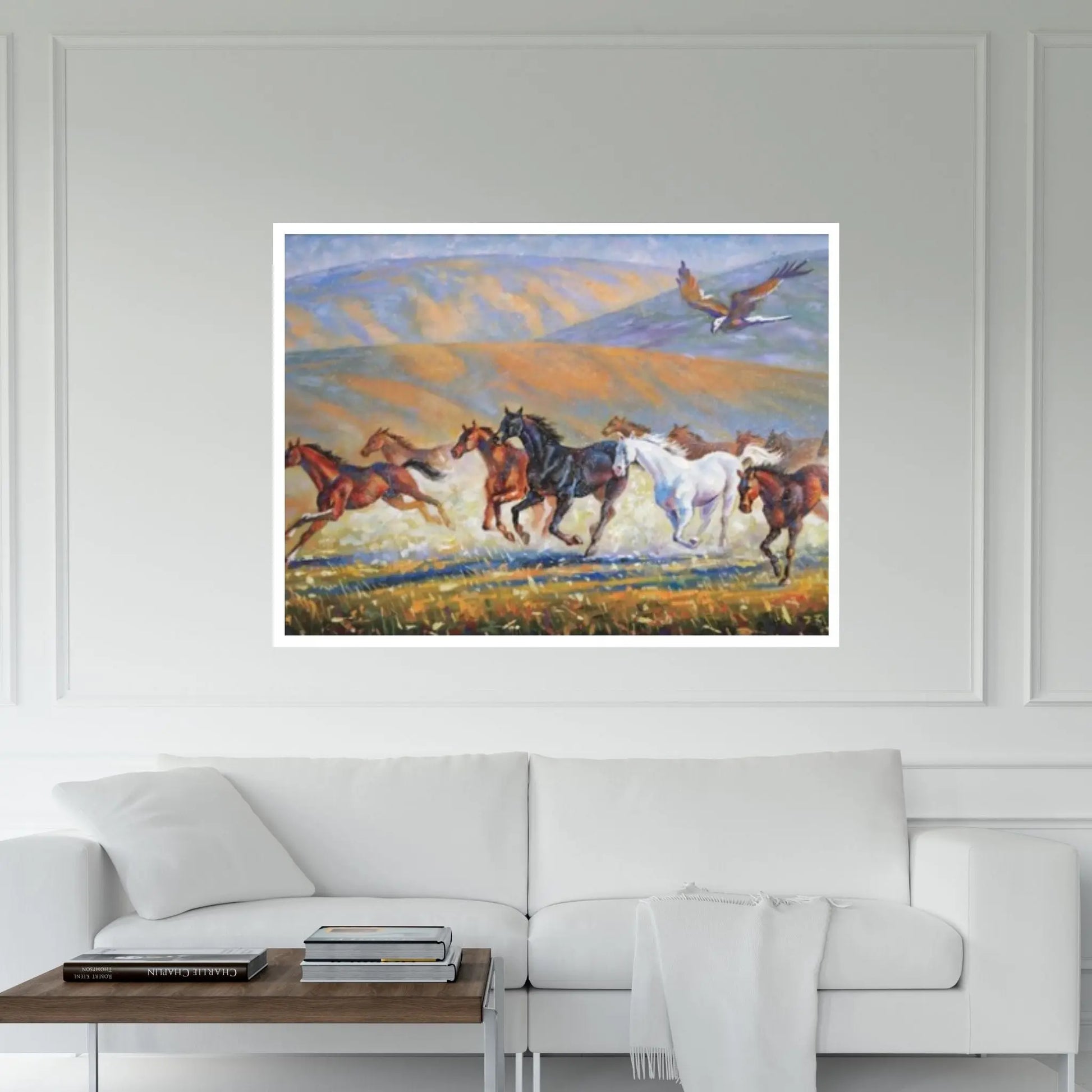 Large Running Horses Canvas Wall Art Print,Horse Poster Large Wall Art,Modern Trendy Wall Art Decor - Y Canvas