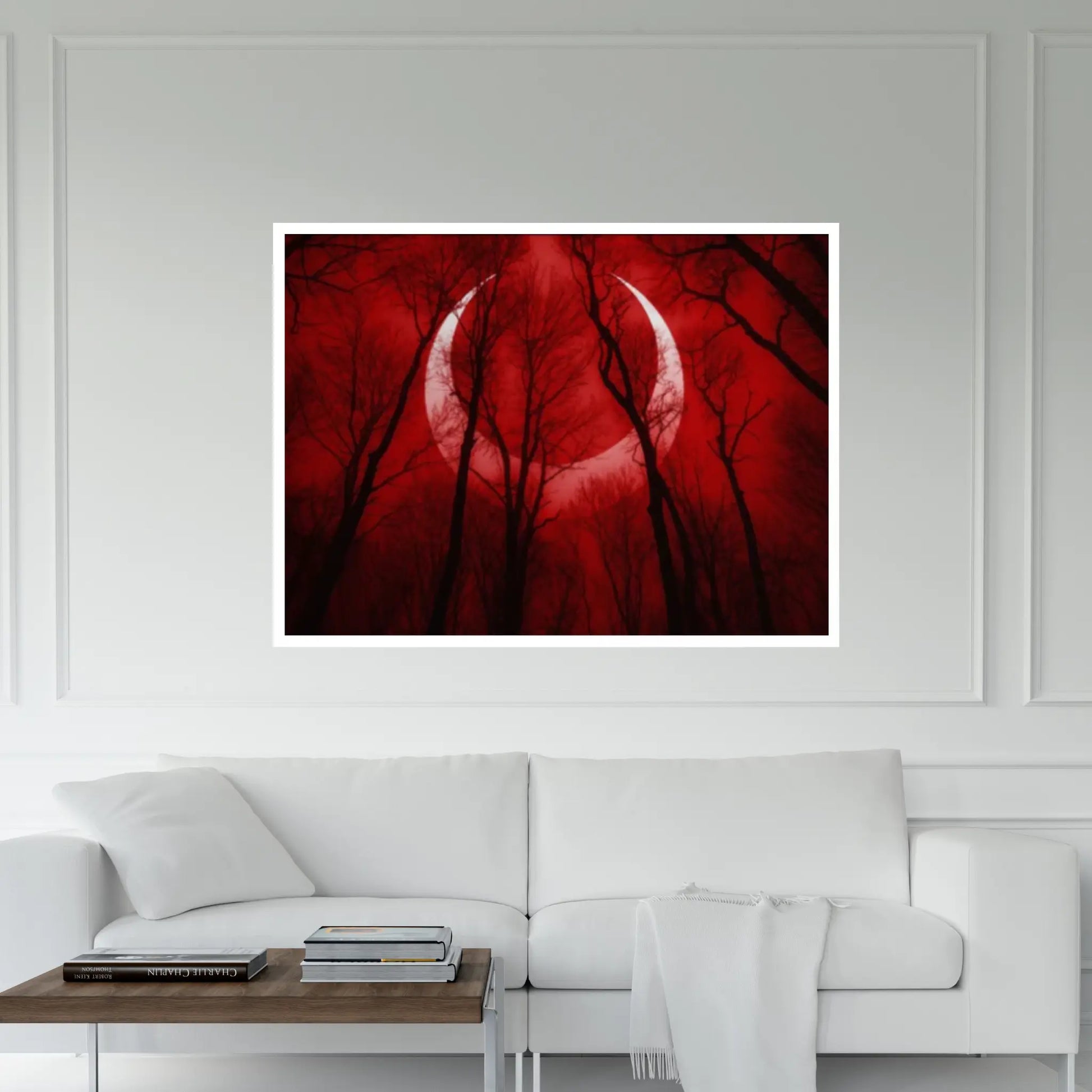 Red Moon Natural Canvas Wall Art Landscape Printing Wall Art print Canvas Wall Art Poster - Y Canvas