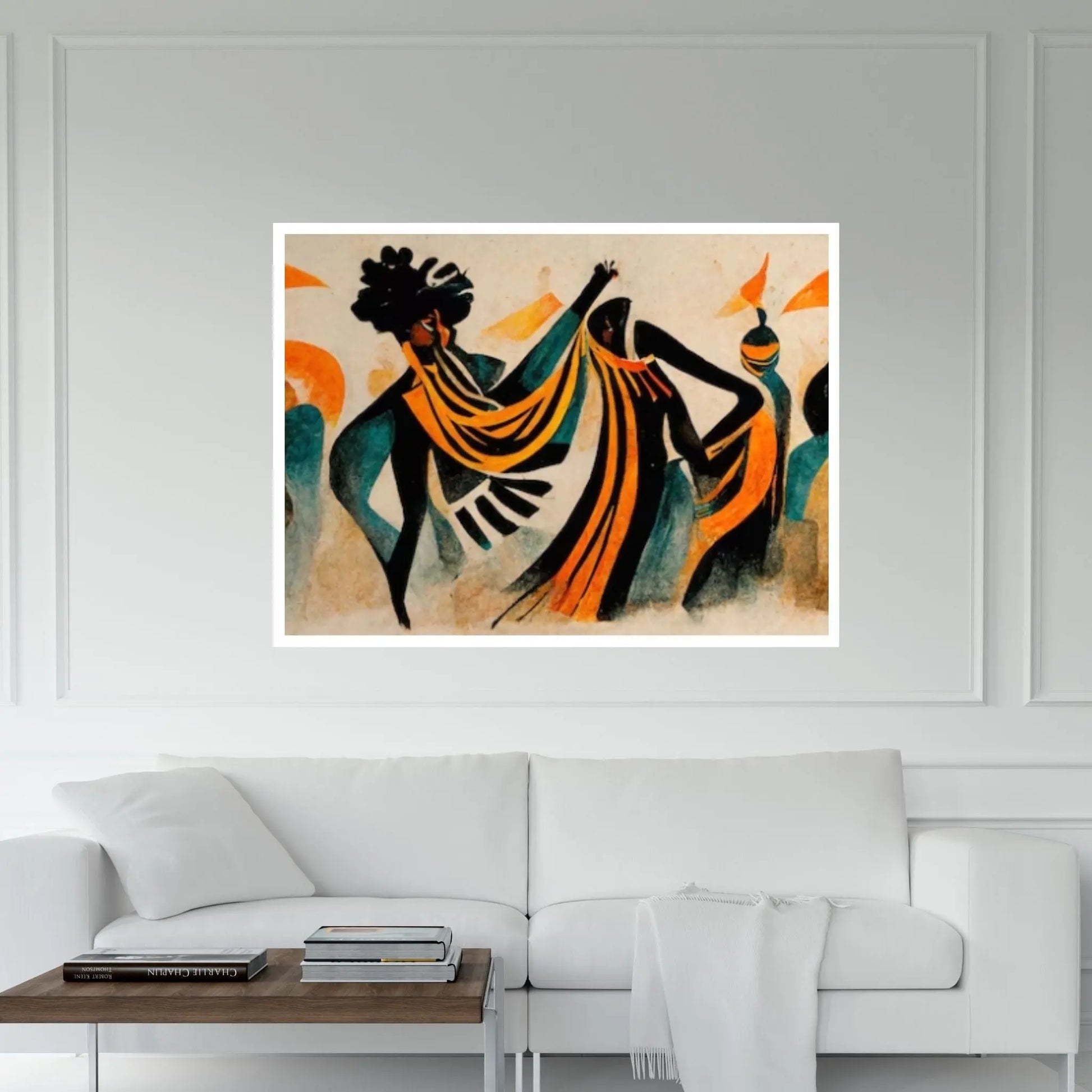 Modern African Canvas Wall Art - Colorful and Abstract Dancing People - Y Canvas