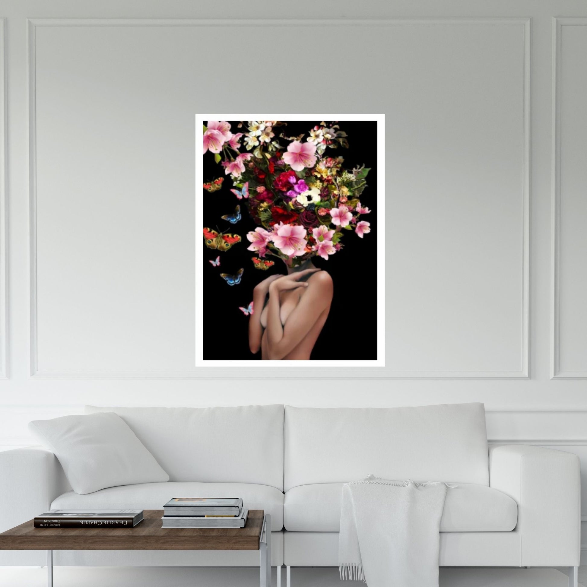 Woman and Colorful Rose Canvas Art, Blooming Woman Head, Floral Woman Art - Y Canvas