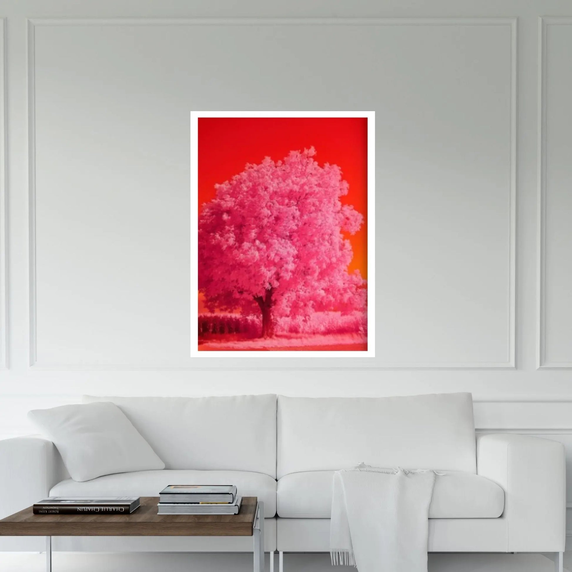 Pink Tree Painting Print, View Wall Print, Landscape Wall Mural, Pink Tree Wall Art - Y Canvas