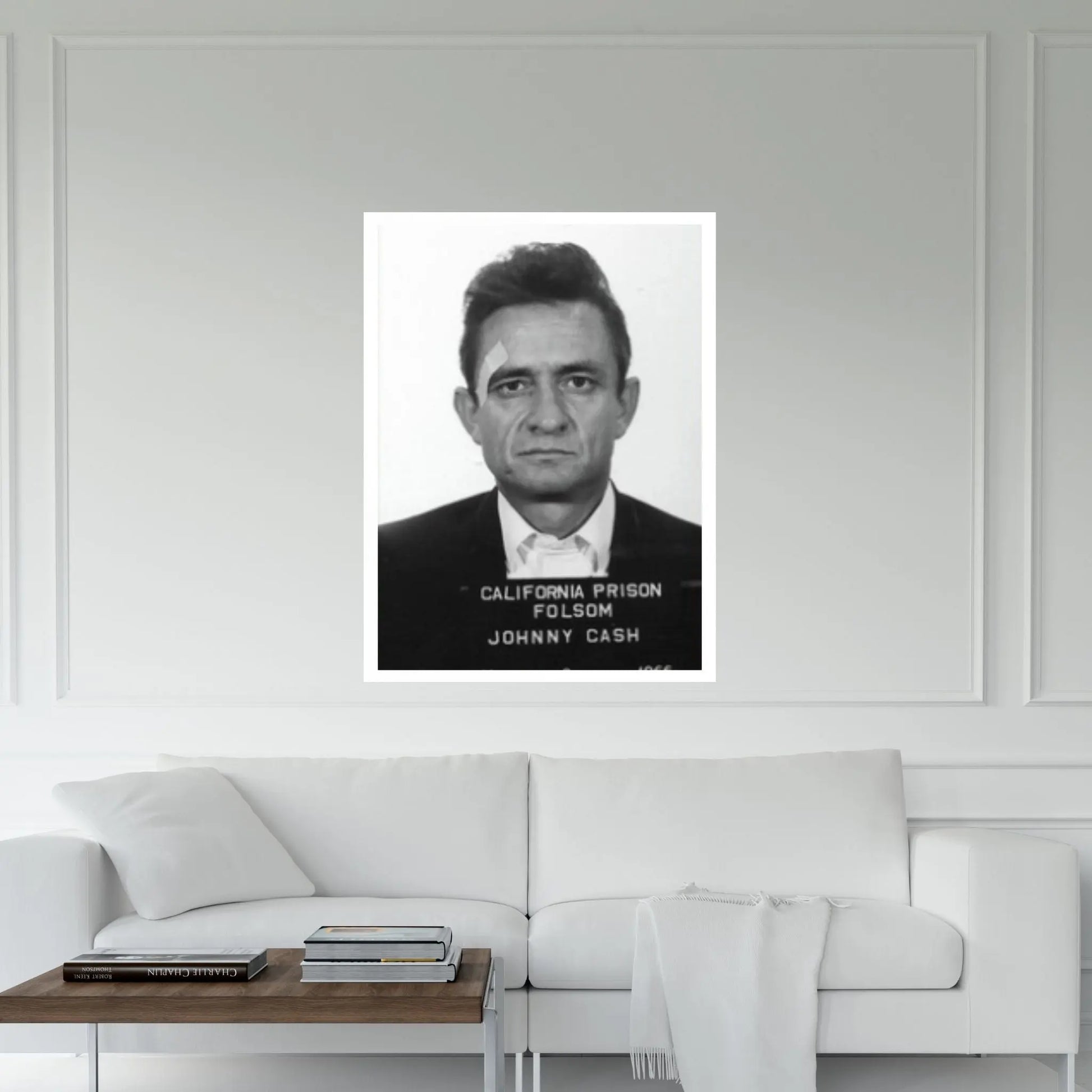 Johnny Cash - Mugshot Black White Canvas Wall Art Poster Print - Y Canvas