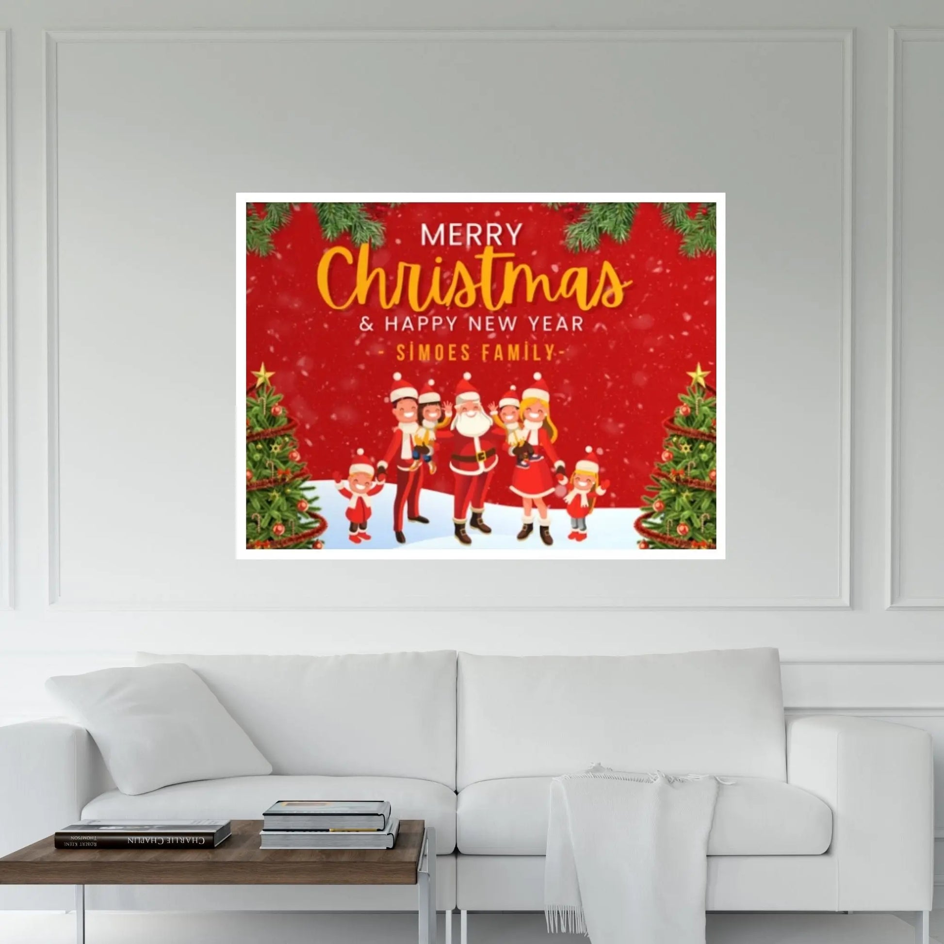 Christmas Decor Sign Personalized Custom Family Welcome Home Holiday Wall Art Canvas Print Decorations Name Sign Modern Farmhouse Wall Decor - Y Canvas