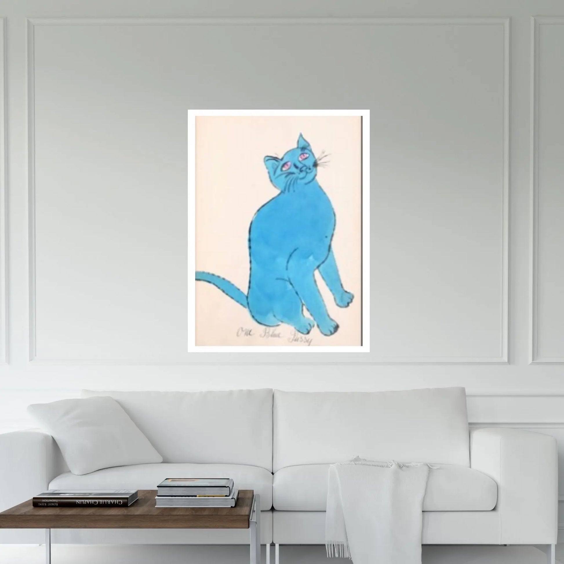 Andy Warhol Blue Cat Pop Art Canvas Wall Art Poster, Line Art wall Decor, Cat Sam poster, Cat Print - Y Canvas