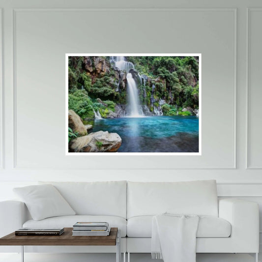 Island Beautiful Nature Waterfalls Canvas Wall Art - Y Canvas