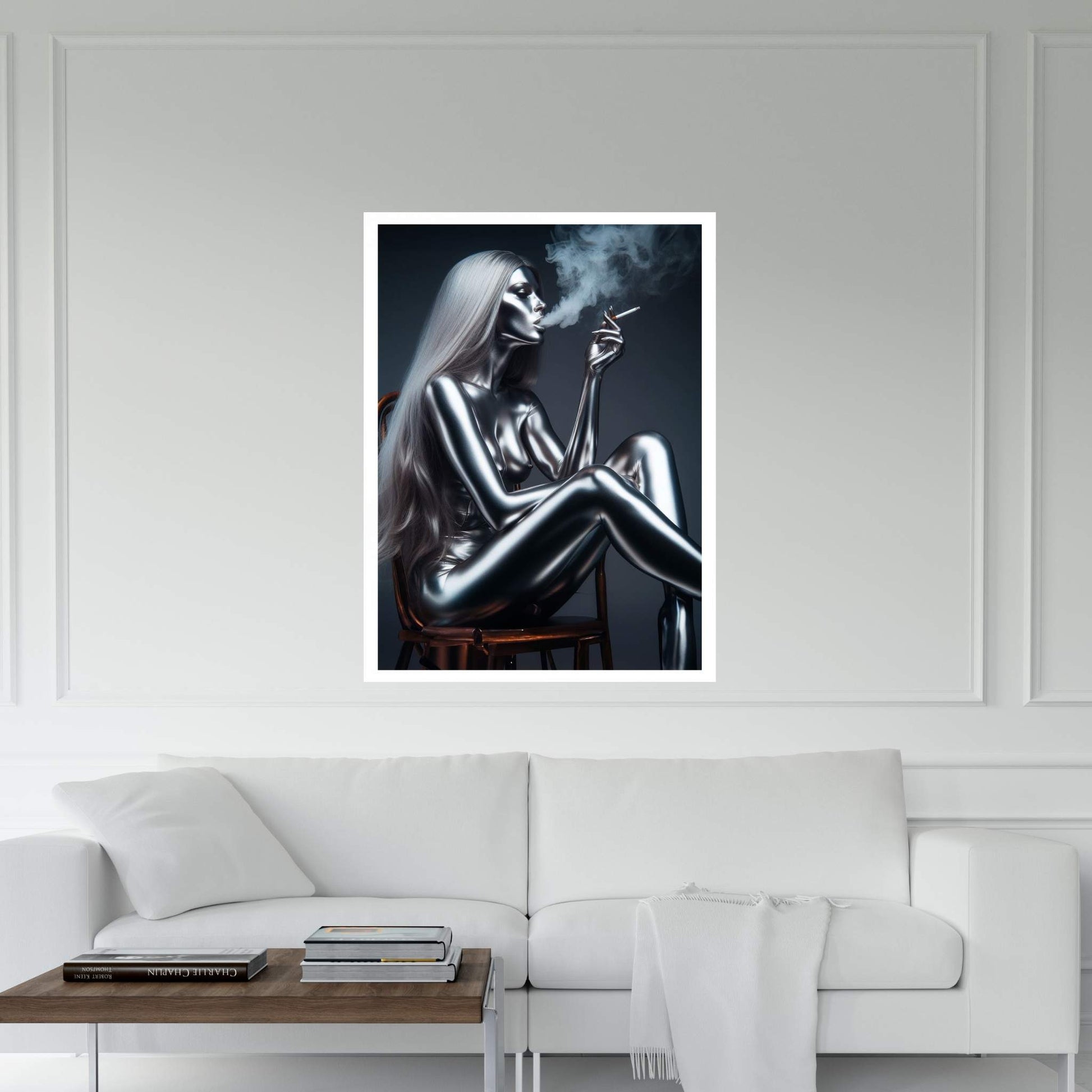 Metalic Robotics Smoke Woman Canvas Wall Art - Y Canvas