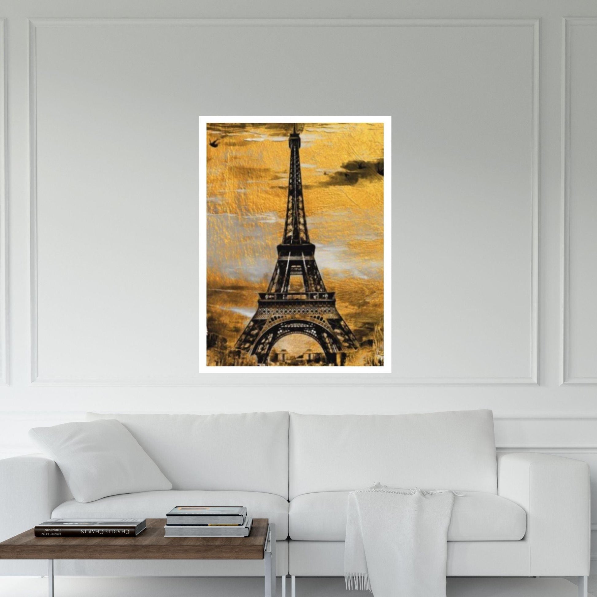 Gold Black Canvas Wall Art, Gold Black Abstract Canvas, Love in Paris Canvas, Eiffel Tower Art - Y Canvas