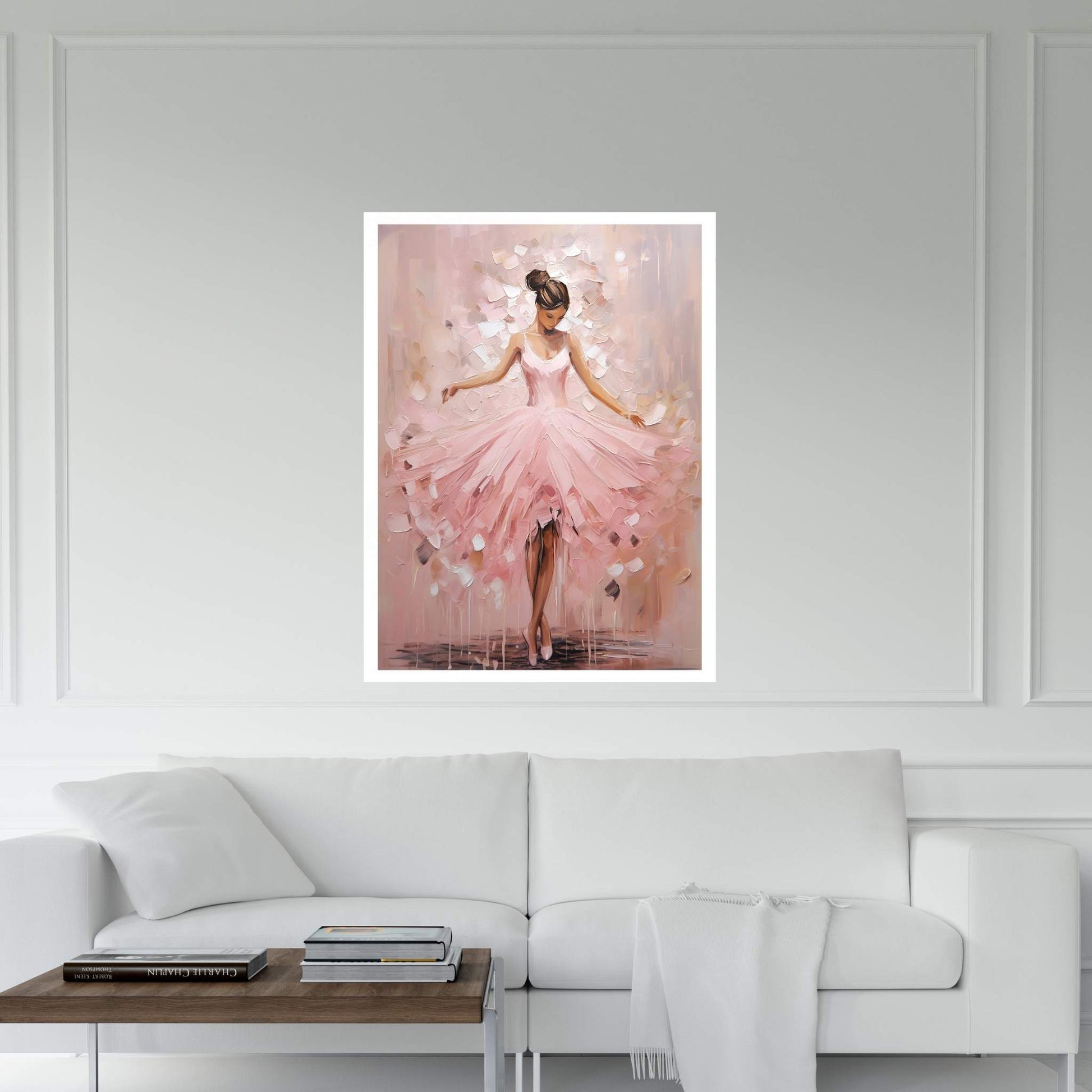 Ballerina Dancer Woman in Pink Dress Canvas Art Wall Decor - Y Canvas