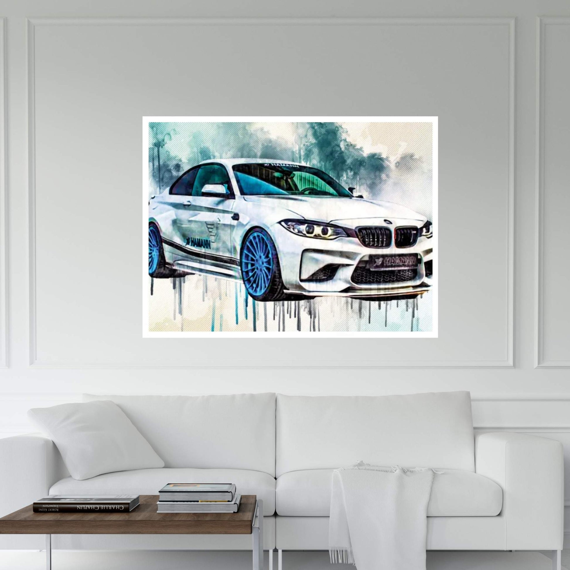 Bmw M2 Hamann 2018 White Sports Tuning M2 Blue Wheels Front View Exterior Canvas Wall Art - Y Canvas