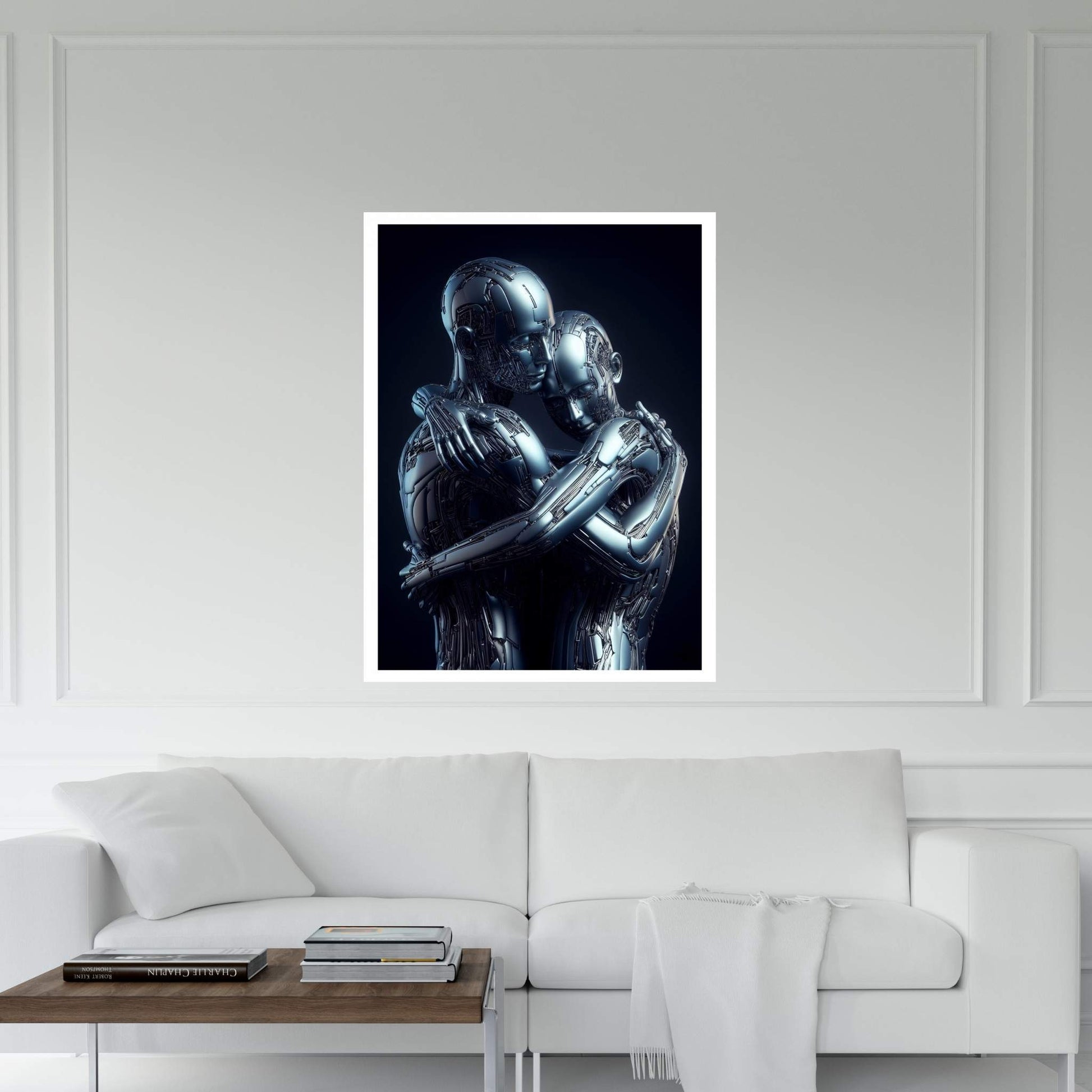 Metalic Robotics Love Couple Canvas Wall Art - Y Canvas