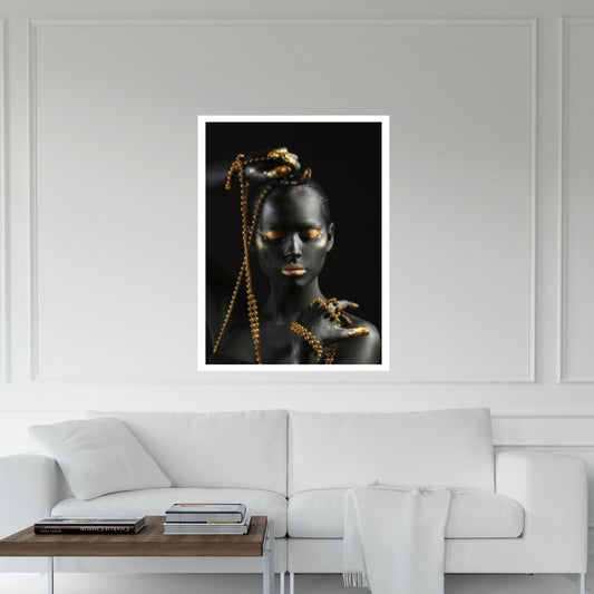 Gold Detailed Woman Canvas Wall Art, Gold Chain Canvas, Beautiful Woman Canvas Art - Y Canvas