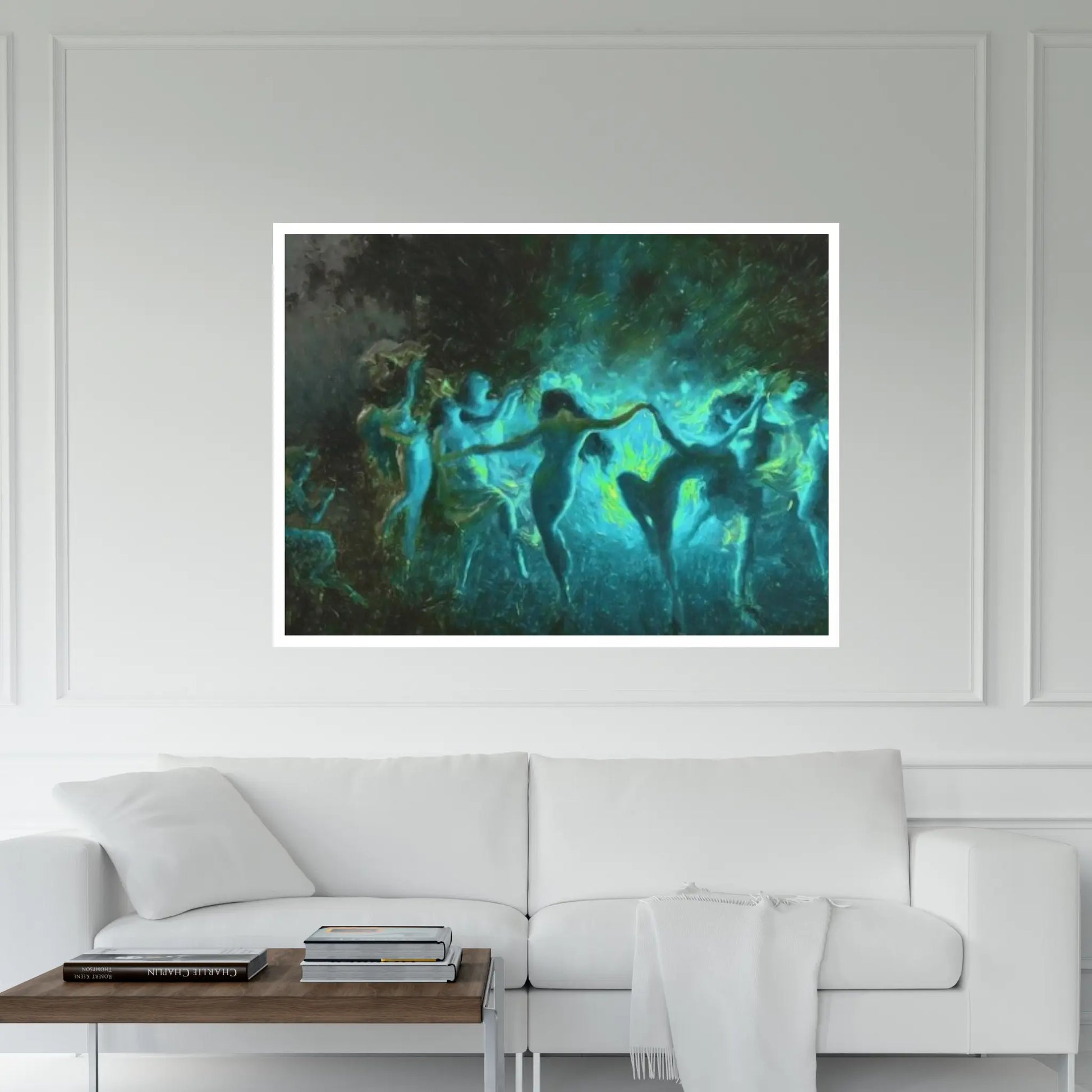 Joseph Tomanek /Large Size Painting, Witches Magic, Blue Black, Fire Dance (1889) Print On Canvas Or Paper - Y Canvas