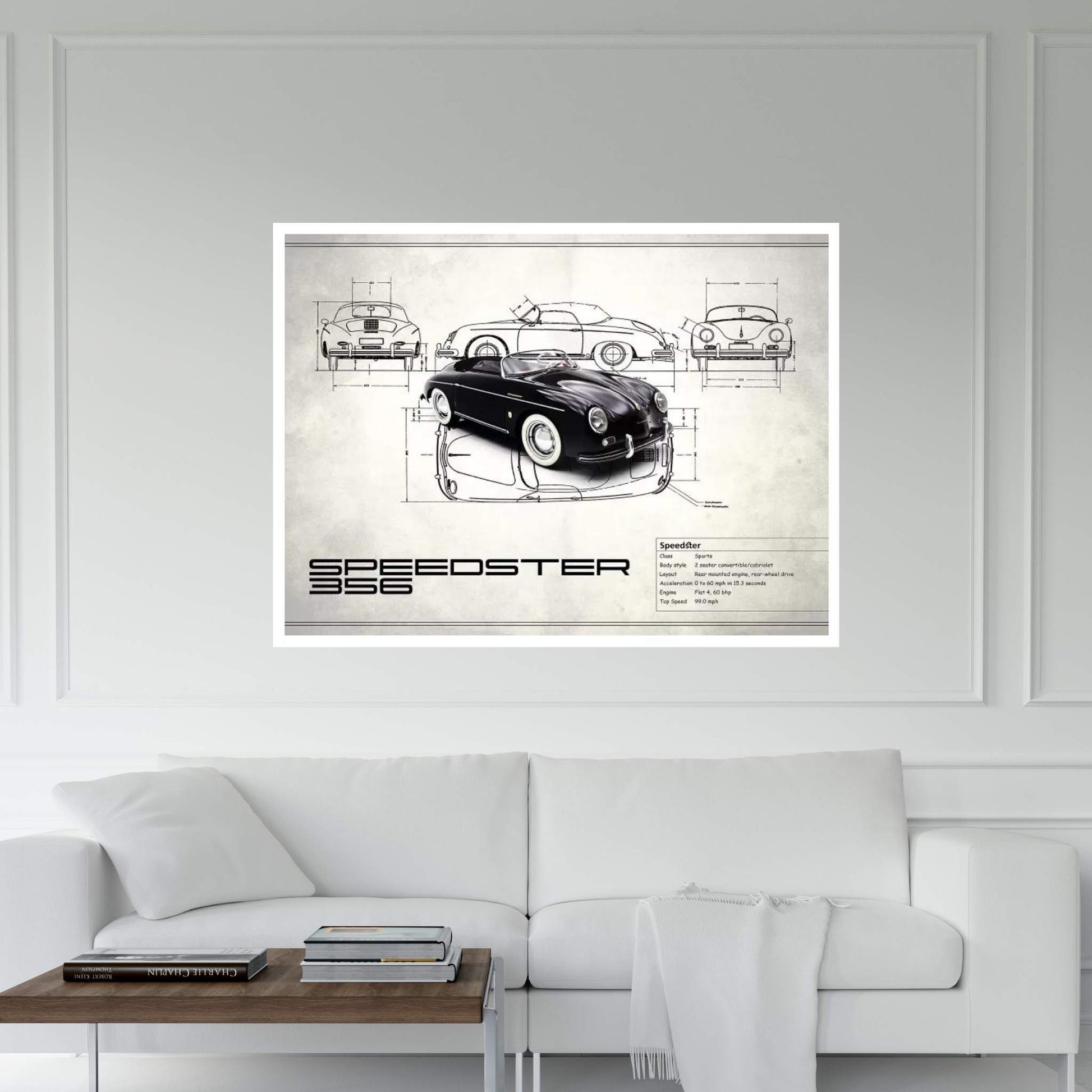 1959 Porsche 356 Speedster (Vintage Silver) Canvas Wall Art - Y Canvas