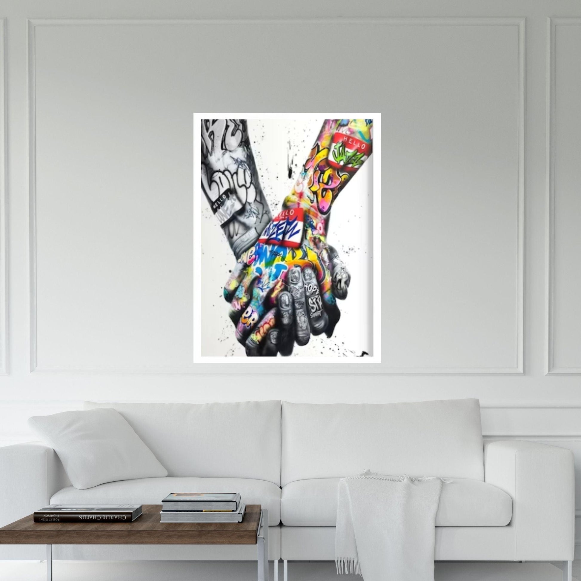 Street Art Hands Banksy Canvas Wall Art Decor Frame Option, Holding Hands Poster, Hands Print Wall Art Banksy Graffiti Art - Y Canvas