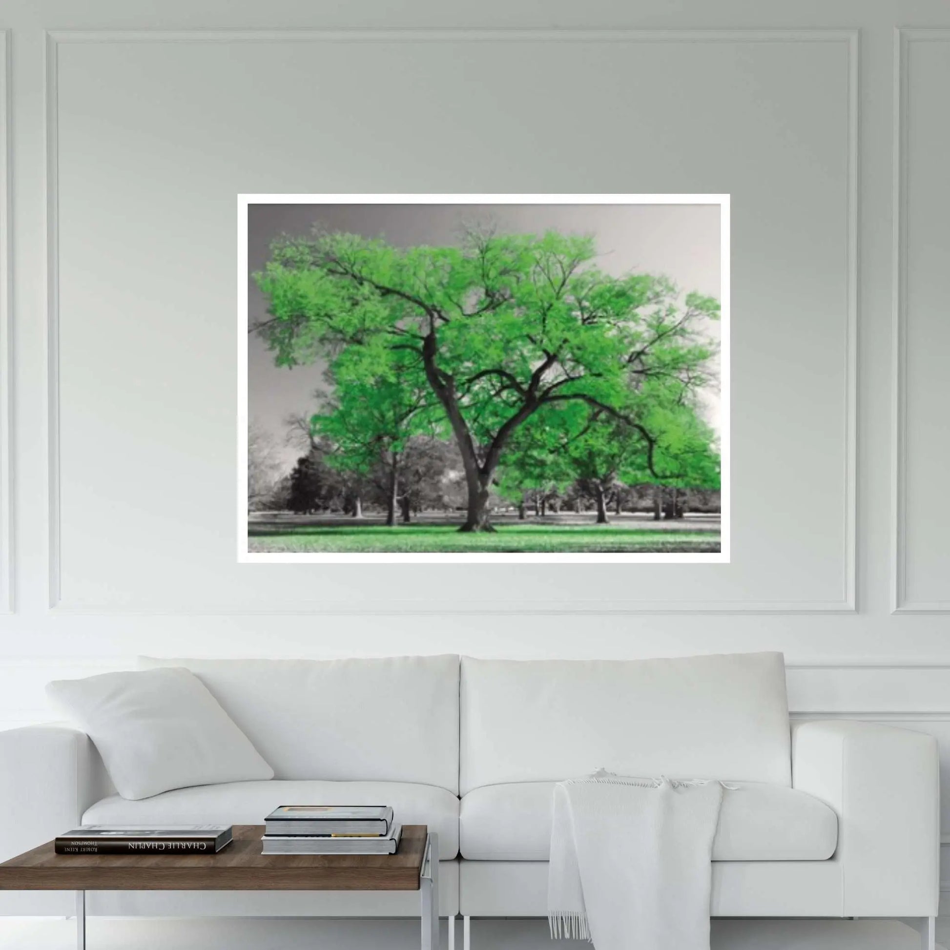 Large Green Tree Teal Leaves Canvas Wall Art Picture Print Decor - Y Canvas