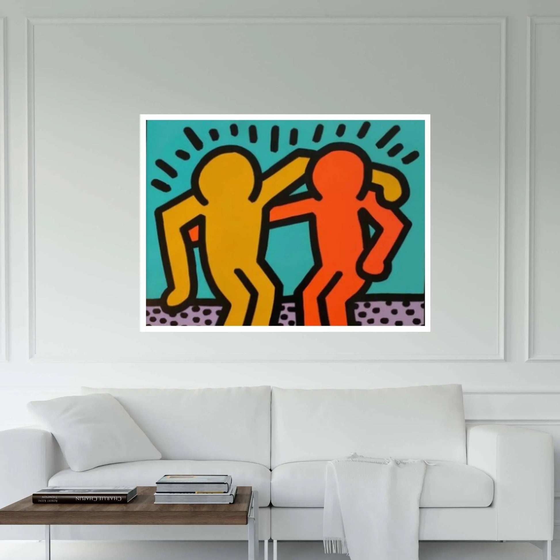 Keith Haring Canvas, Hugging People,Friendly Artwork, Hugging People Poster, Keith Haring Wall Decor - Y Canvas