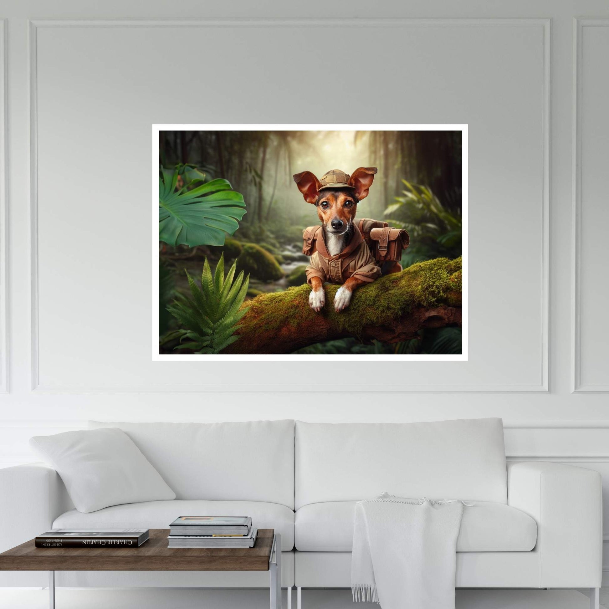 Adventurous Little Dog, Dog in the Forest Canvas Wall Art - Y Canvas