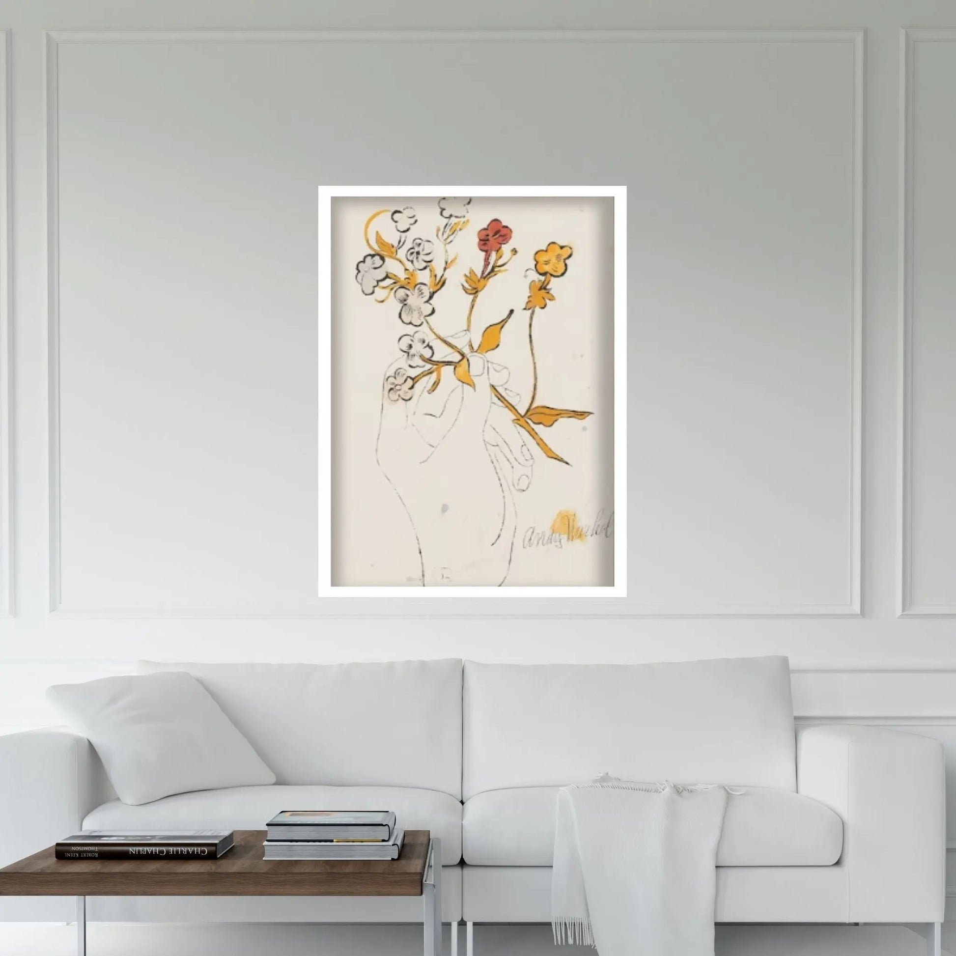 Rare Andy Warhol Flower drawing Canvas Wall Art Poster, Andy Warhol Flower Print, Flower Hand poster - Y Canvas