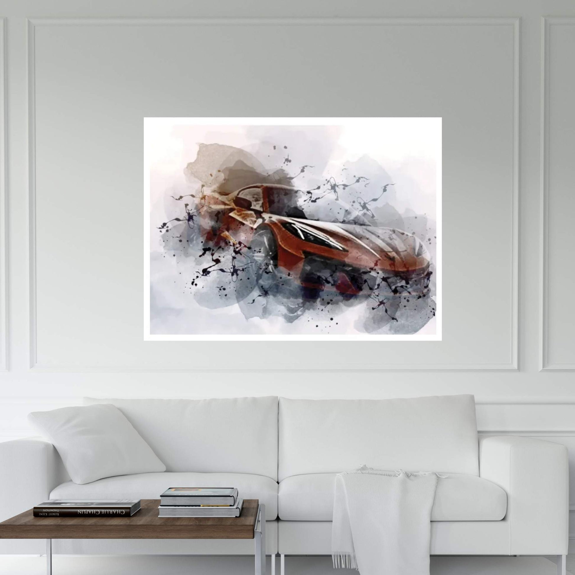 Chevrolet Corvette C8 Z06 Exterior Orange Canvas Wall Art - Y Canvas