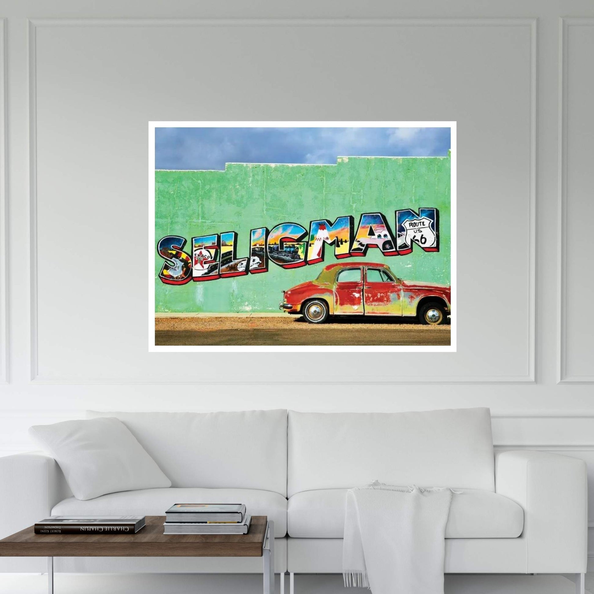 Vintage Seligman On Route 66 Canvas Wall Art - Y Canvas