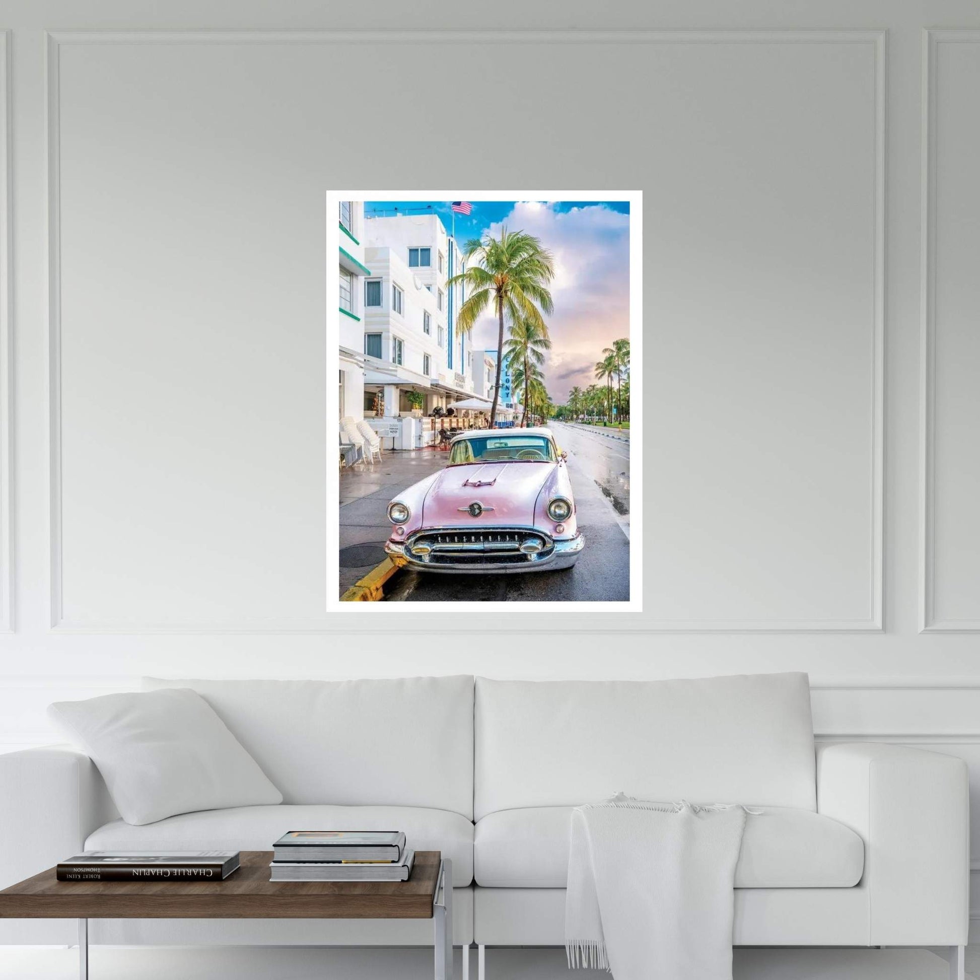 Vintage Pink Ocean Drive Canvas Wall Art - Y Canvas