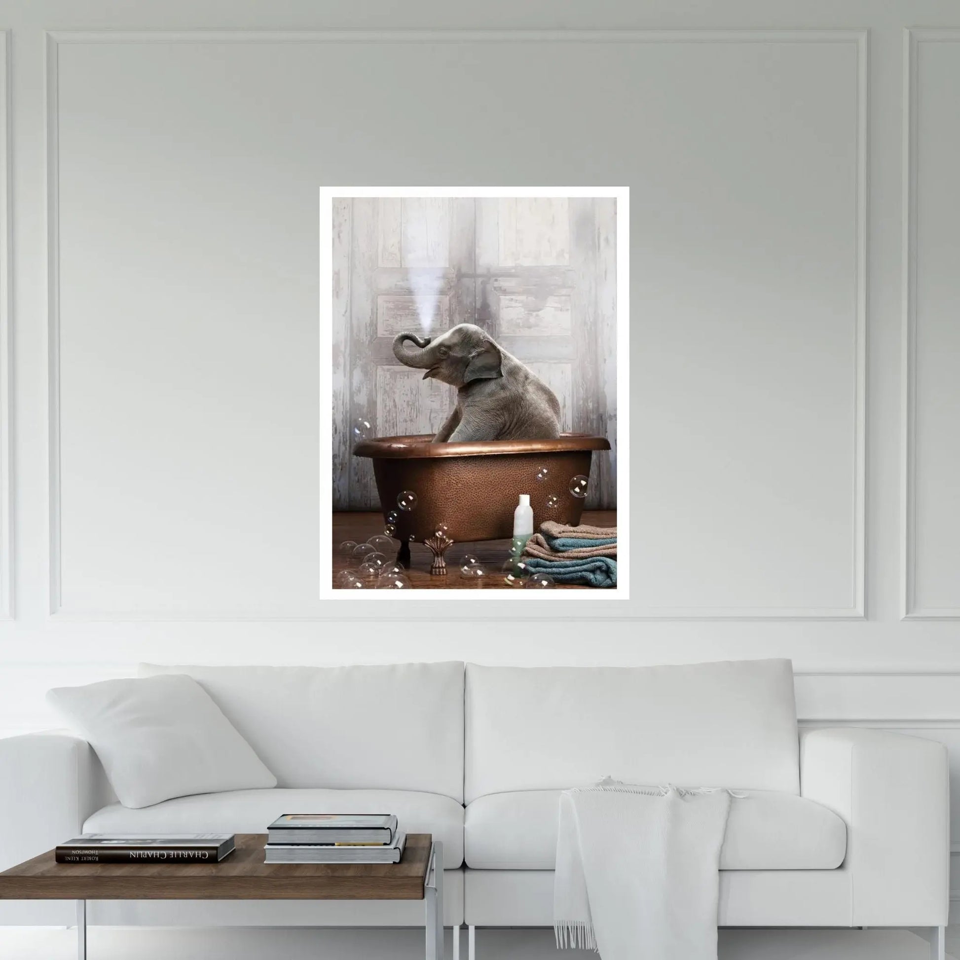 Elephant In The Tub Canvas Wall Art - Y Canvas