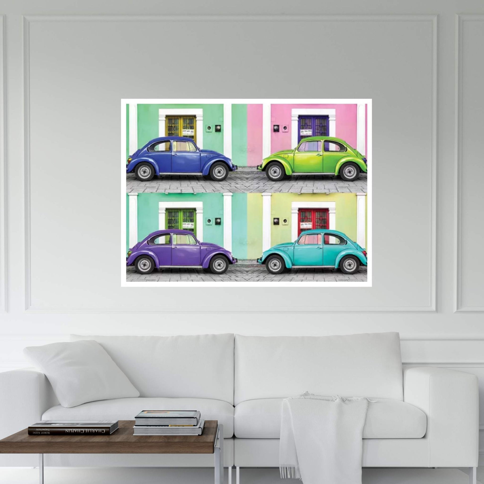 Four VW Beetle Cars I Canvas Wall Art - Y Canvas