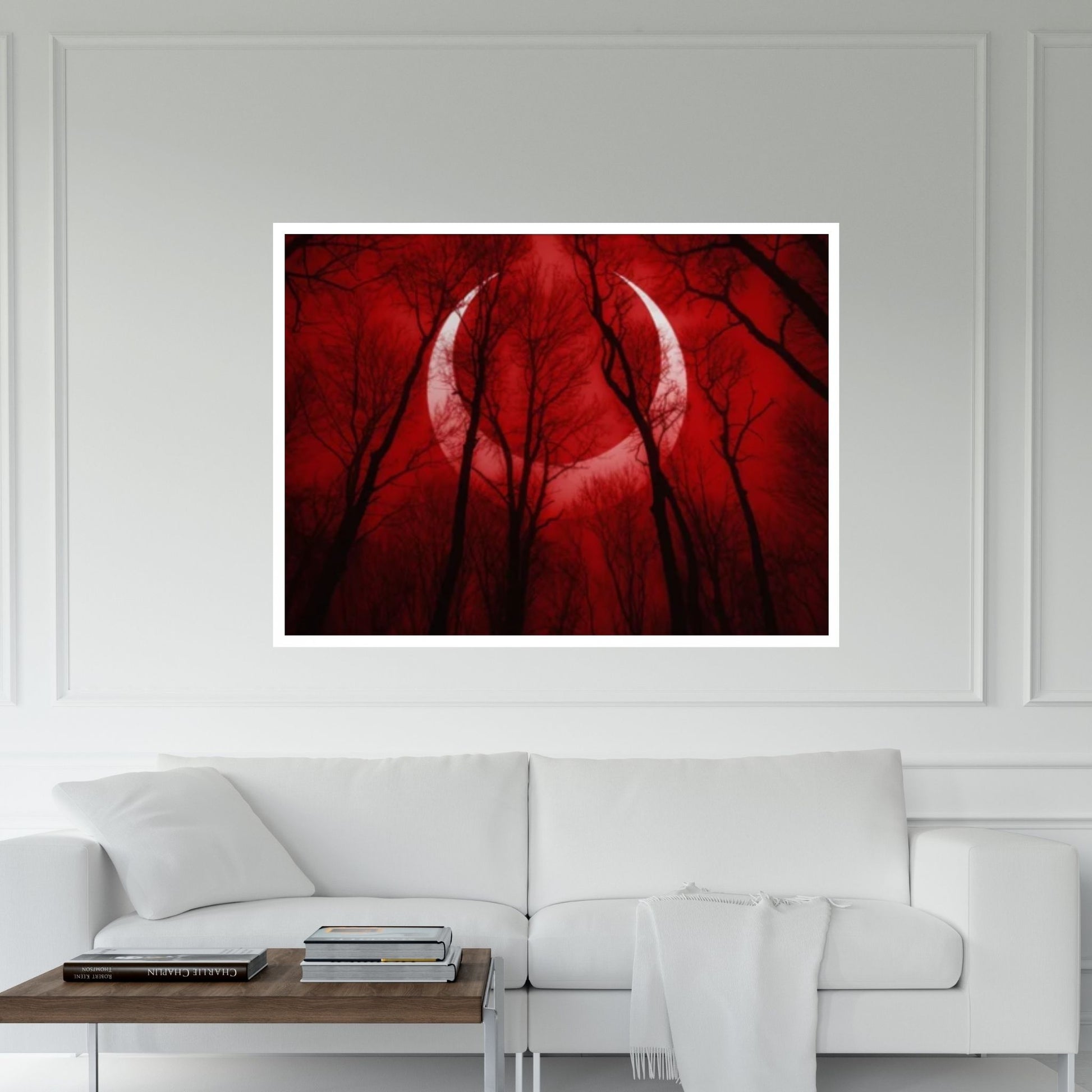 Red Moon Natural Canvas Wall Art, Landscape Printing Wall Art - Y Canvas