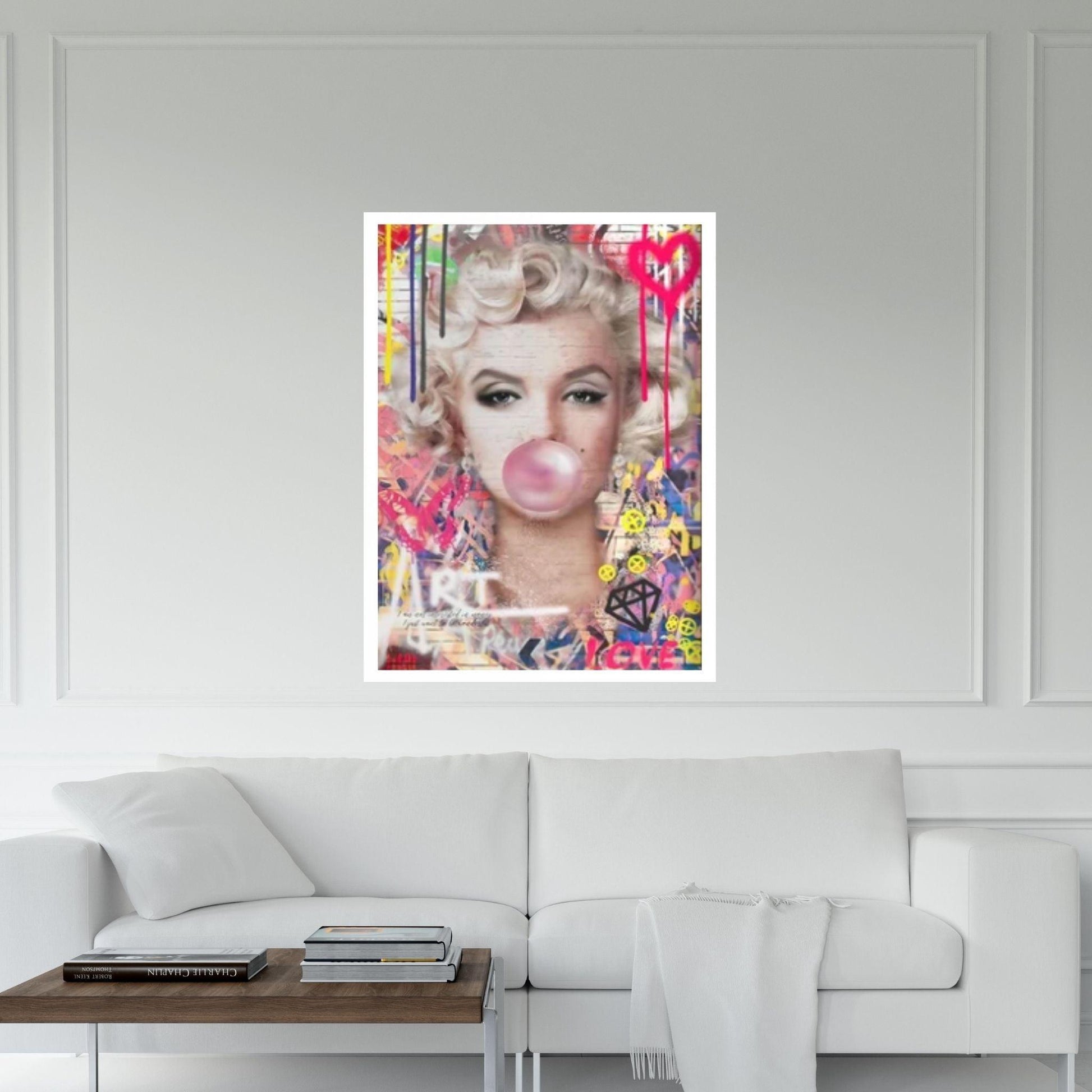 Marilyn Monroe Wall Art Canvas, Monroe Pink Bubble Gum Art Poster, Printed Picture Wall Art Decoration - Y Canvas