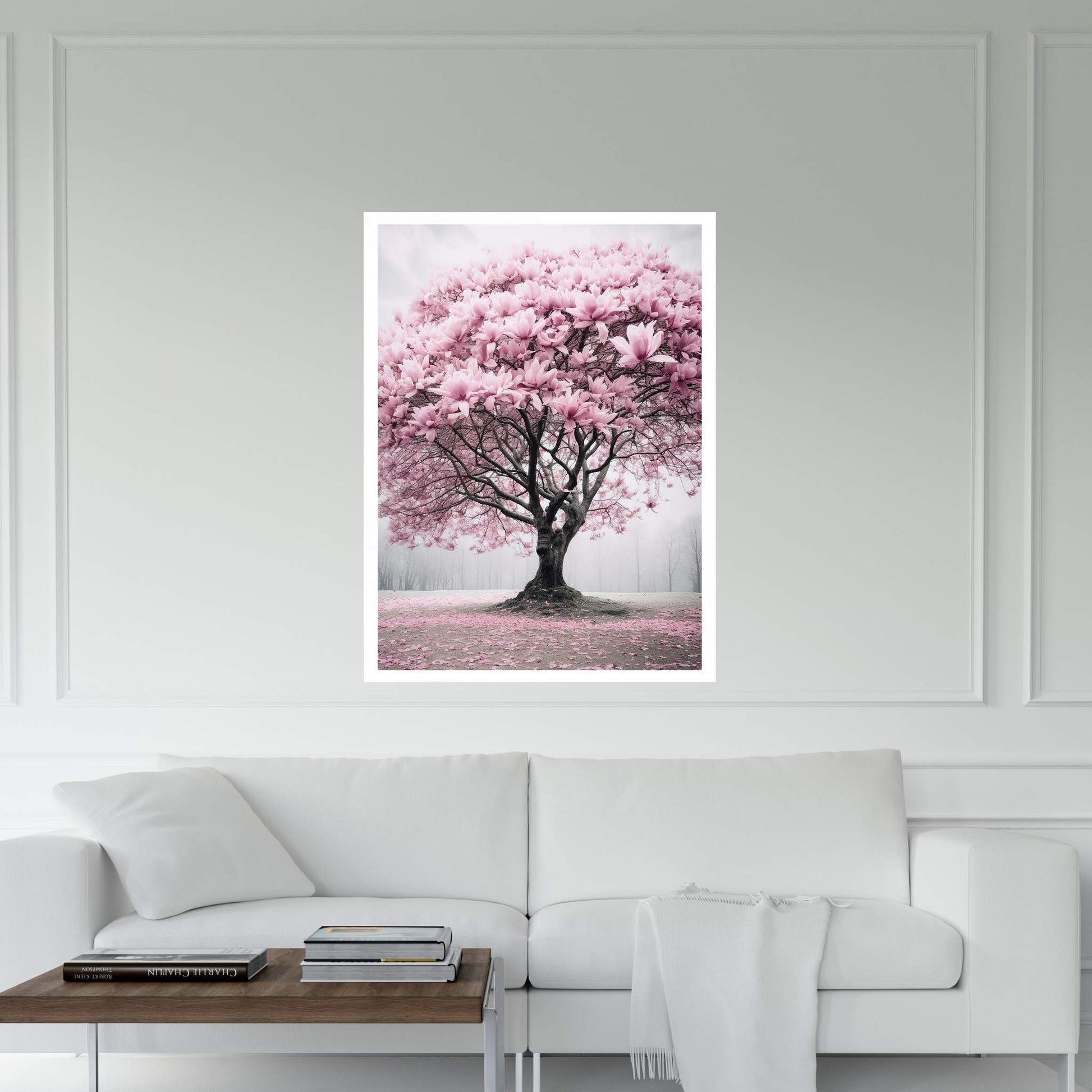 Pink Japanese Tree, Landscape Canvas Wall Art - Y Canvas