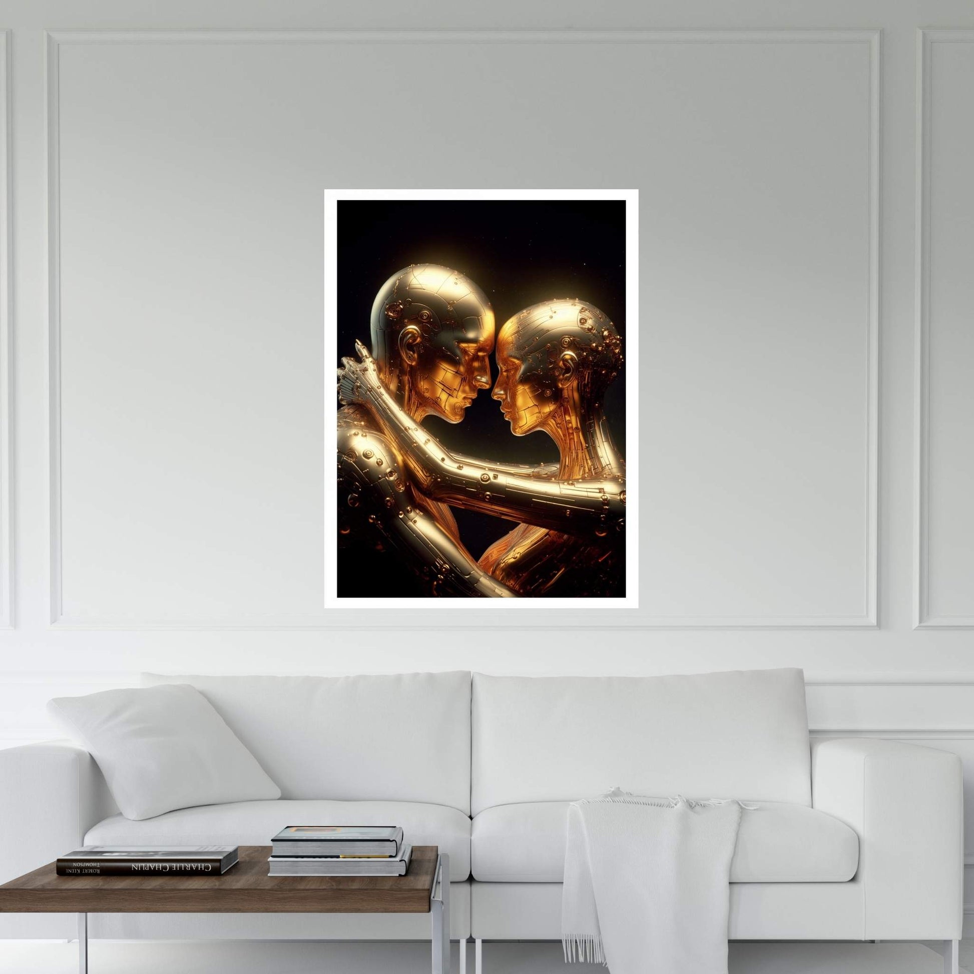 Metalic Gold Love Couple Canvas Wall Art - Y Canvas