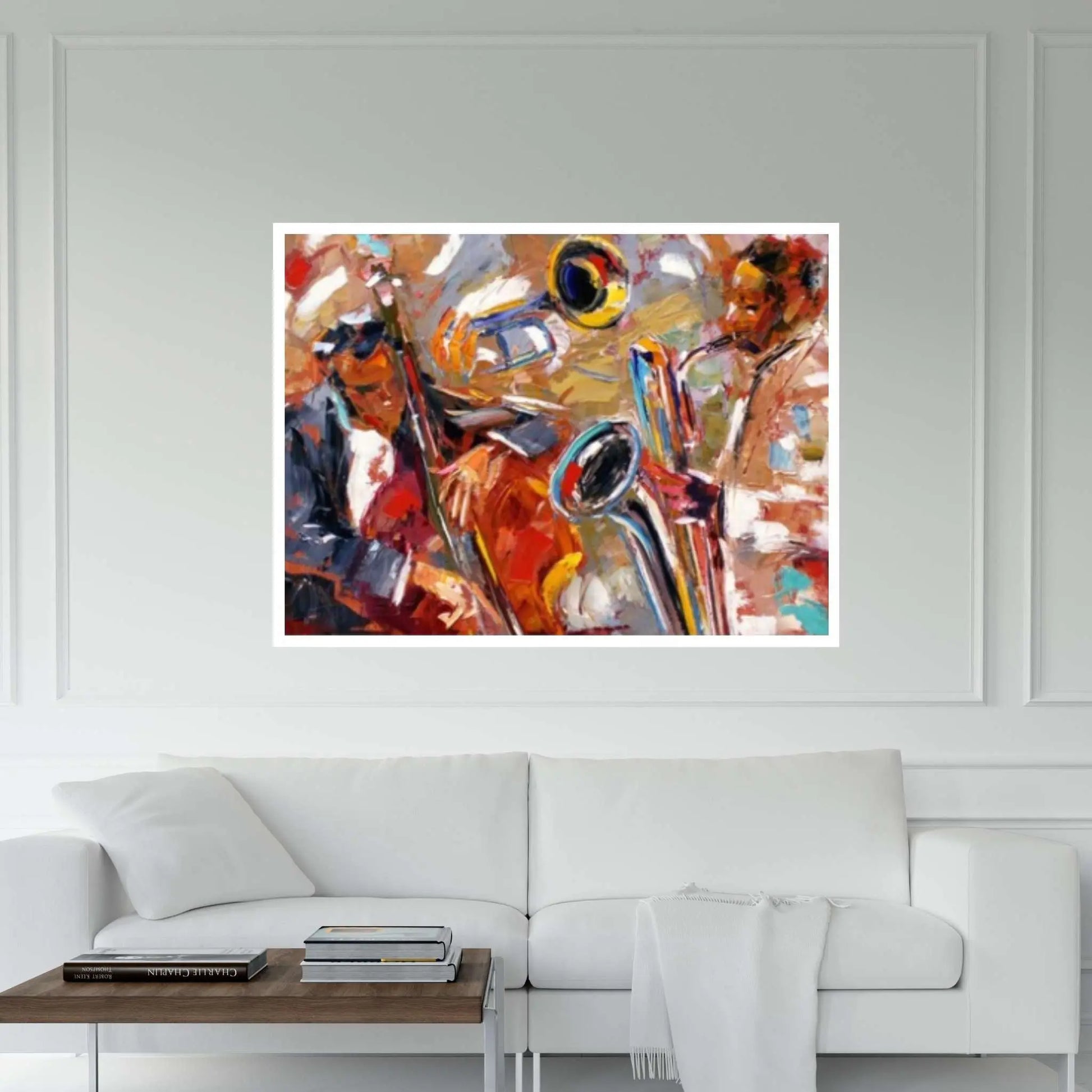 African Musicians Painting, Cello And Saxophone, Jazz Wall Art, African Jazz Canvas - Y Canvas