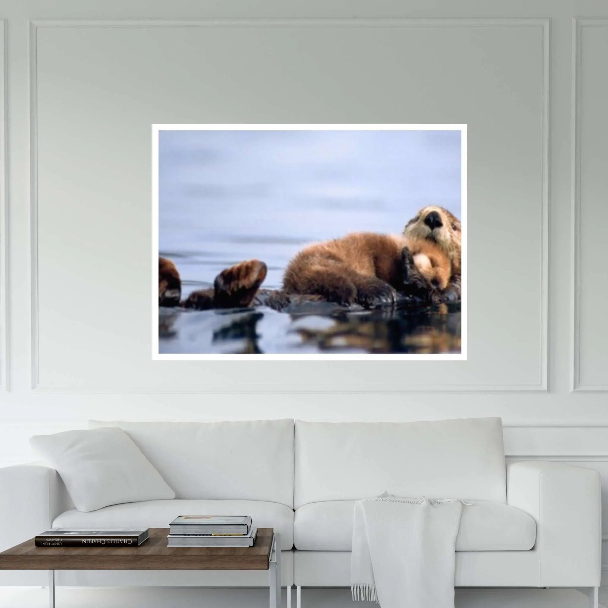 Baby Sea otter save from being wet Canvas Wall Art Design - Y Canvas