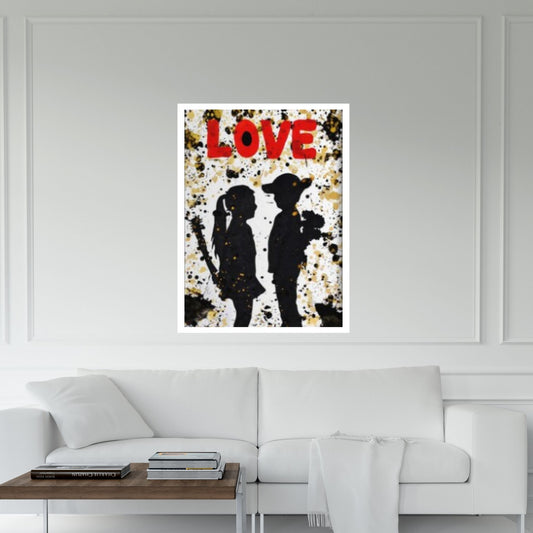 Love Canvas Painting, Love Graffiti, Office Decor Wall Art, Floating Frame Option - Y Canvas